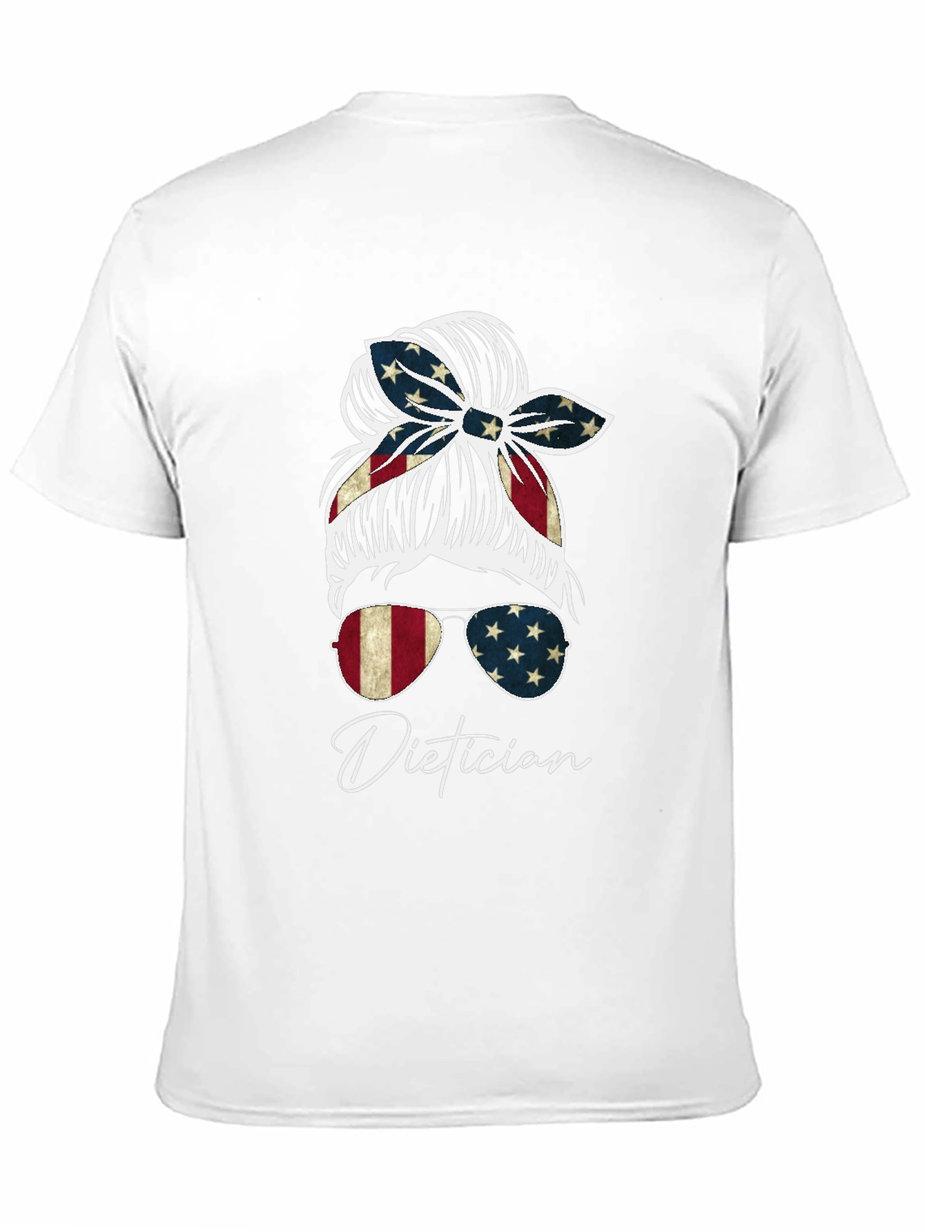 Dietician Messy Bun American Flag T-Shirt
