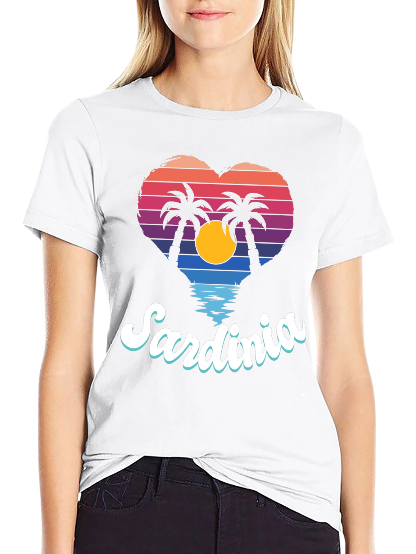 Sardinia Sunset Heart T-Shirt