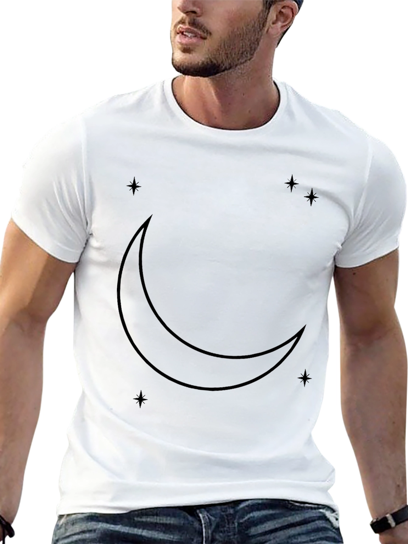 Mystic Moon & Stars Black Graphic T-Shirt