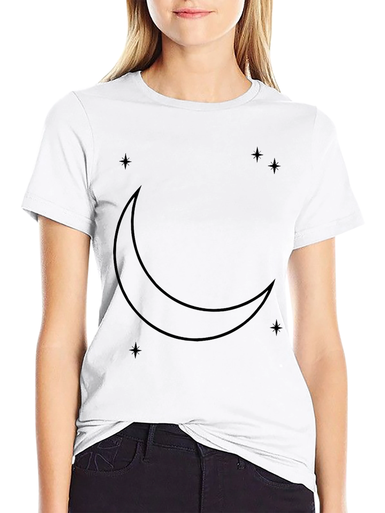 Mystic Moon & Stars Black Graphic T-Shirt