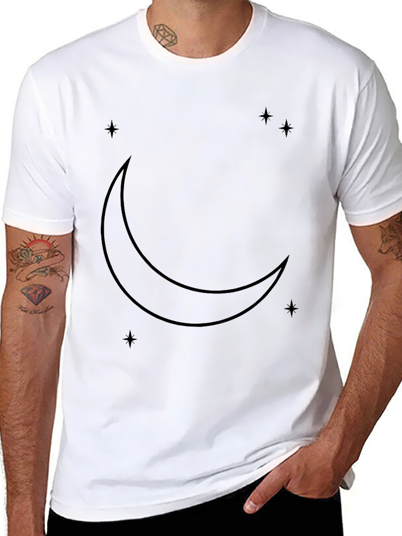 Mystic Moon & Stars Black Graphic T-Shirt