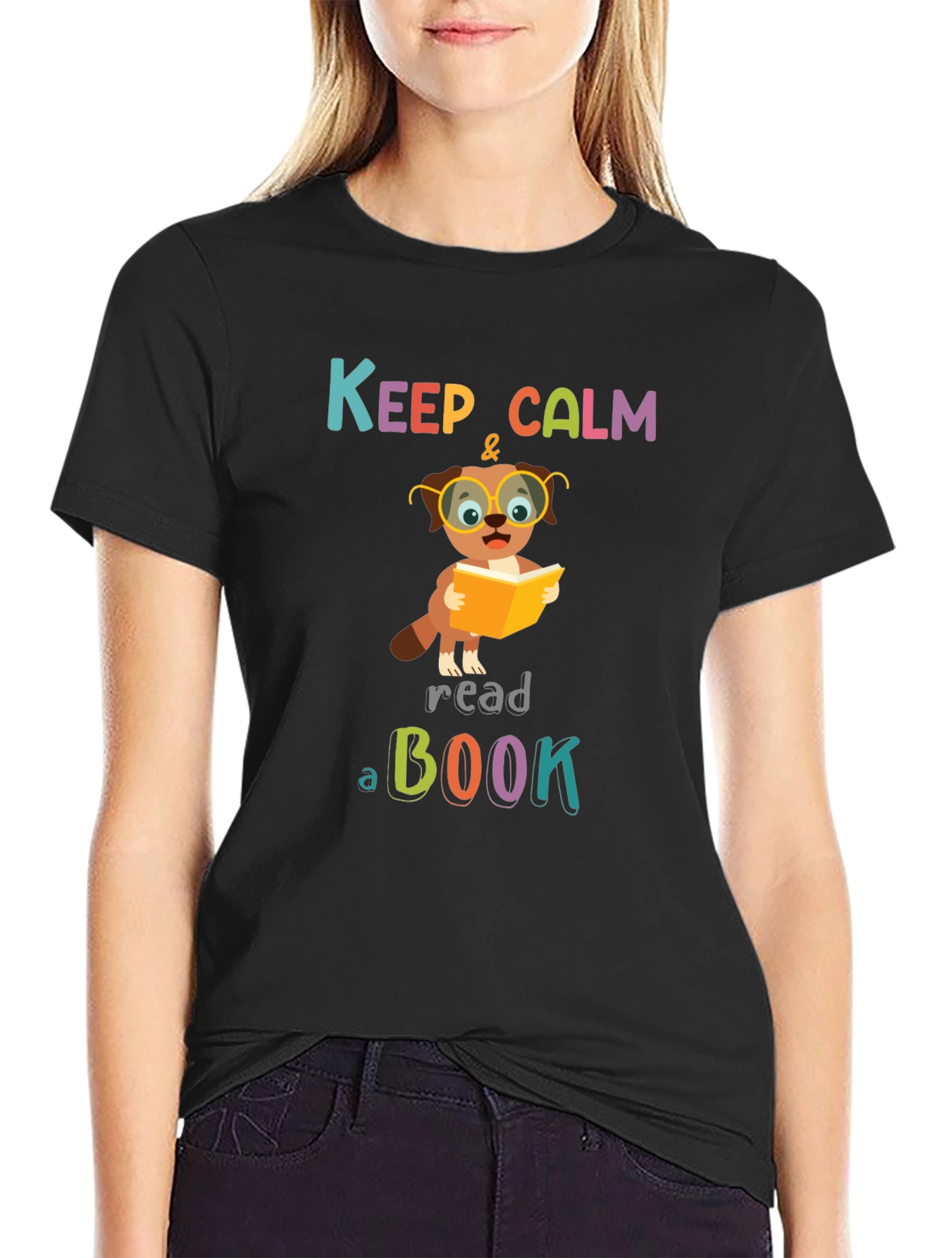 Keep Calm & Read T-Shirt: Bookworm Dog Design