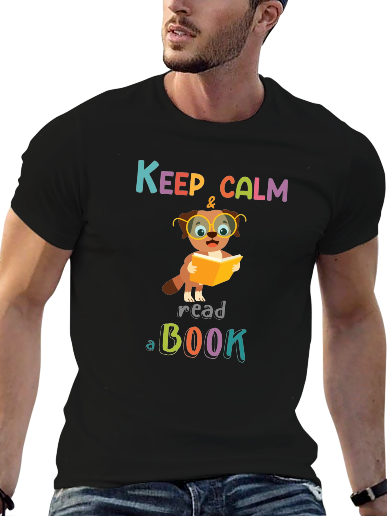 Keep Calm & Read T-Shirt: Bookworm Dog Design