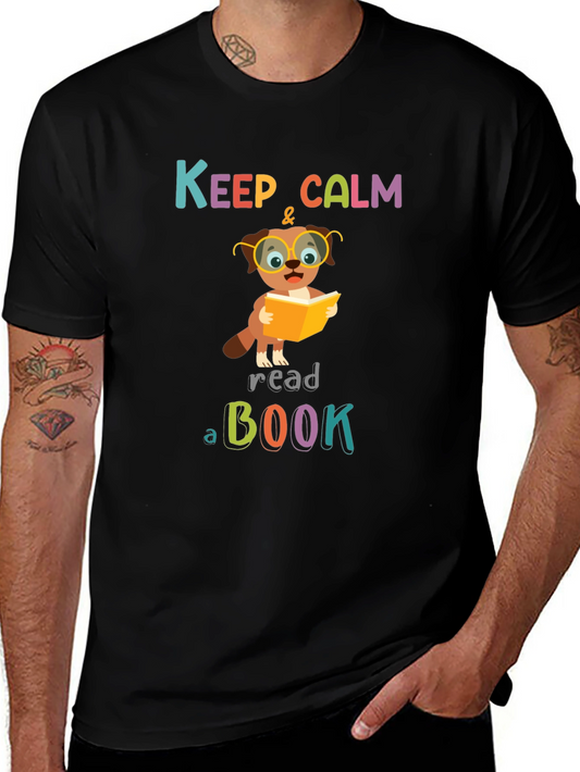 Keep Calm & Read T-Shirt: Bookworm Dog Design