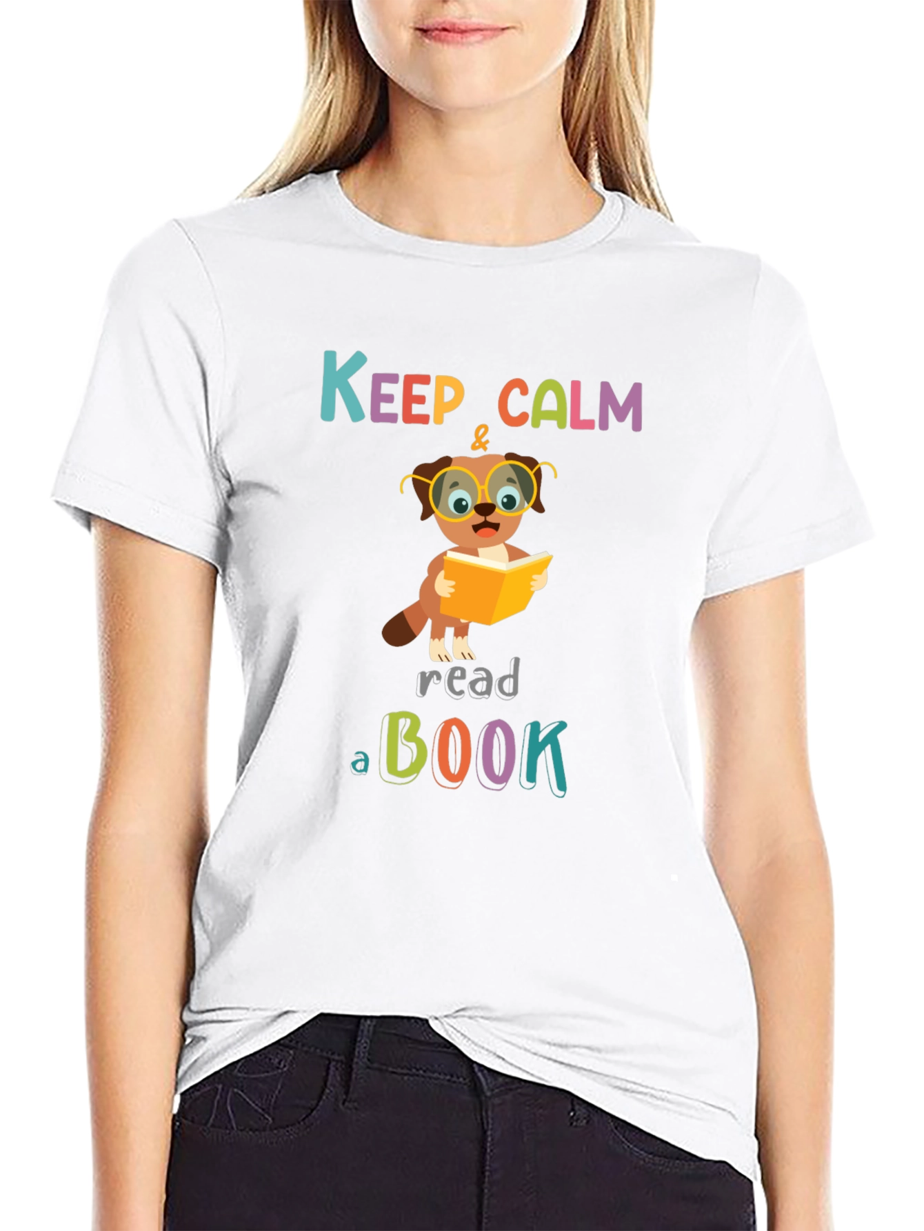 Keep Calm & Read T-Shirt: Bookworm Dog Design
