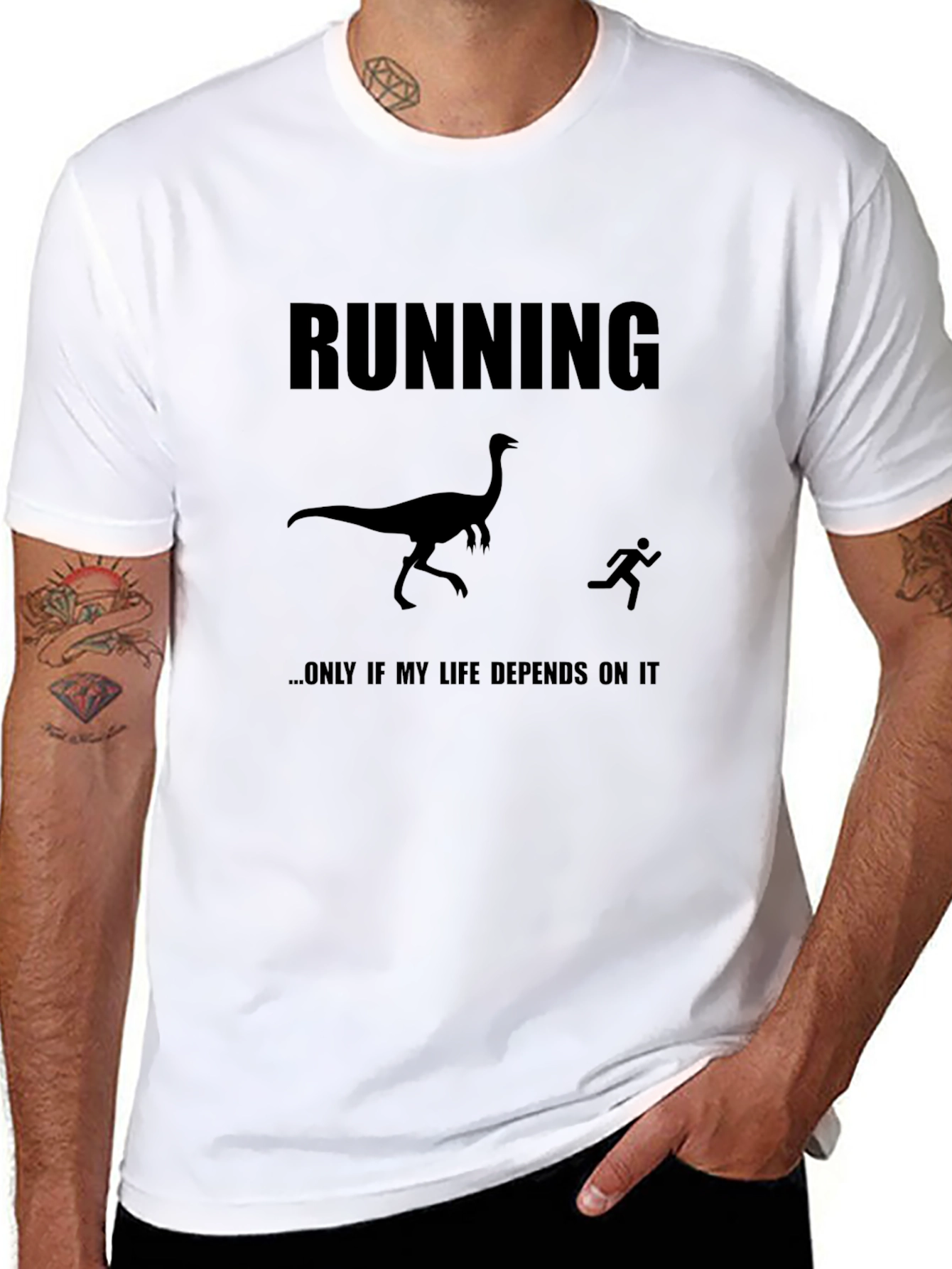 Running Dinosaur Humor T-Shirt