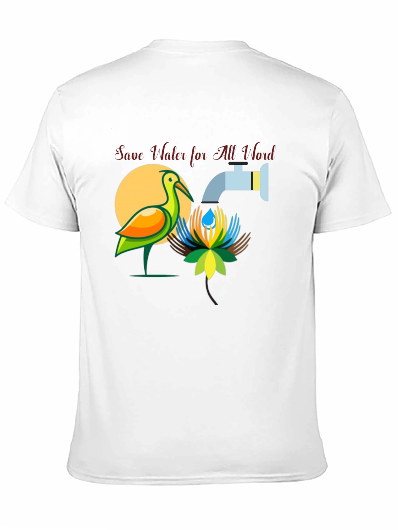 Save Water T-Shirt: Bird and Tap Design