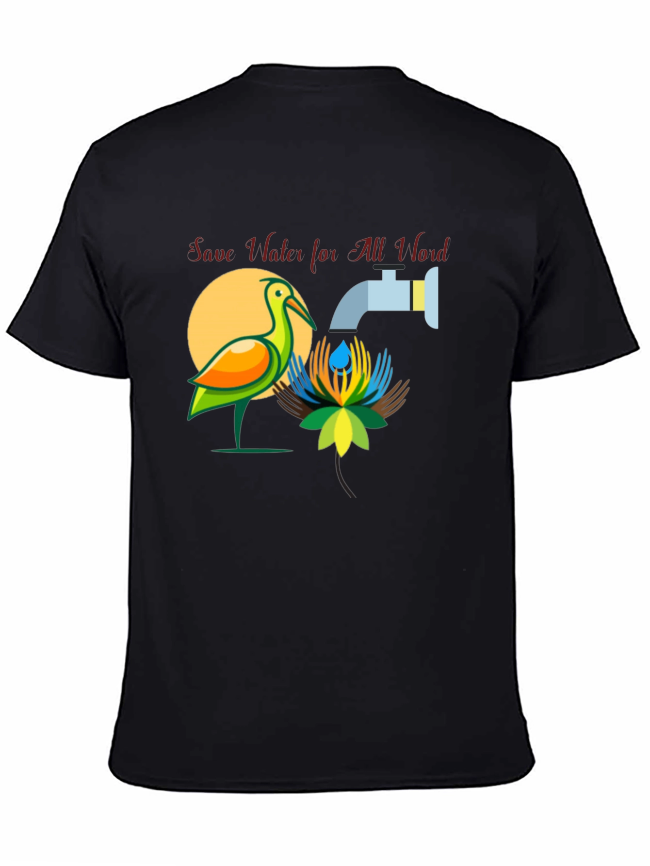 Save Water T-Shirt: Bird and Tap Design