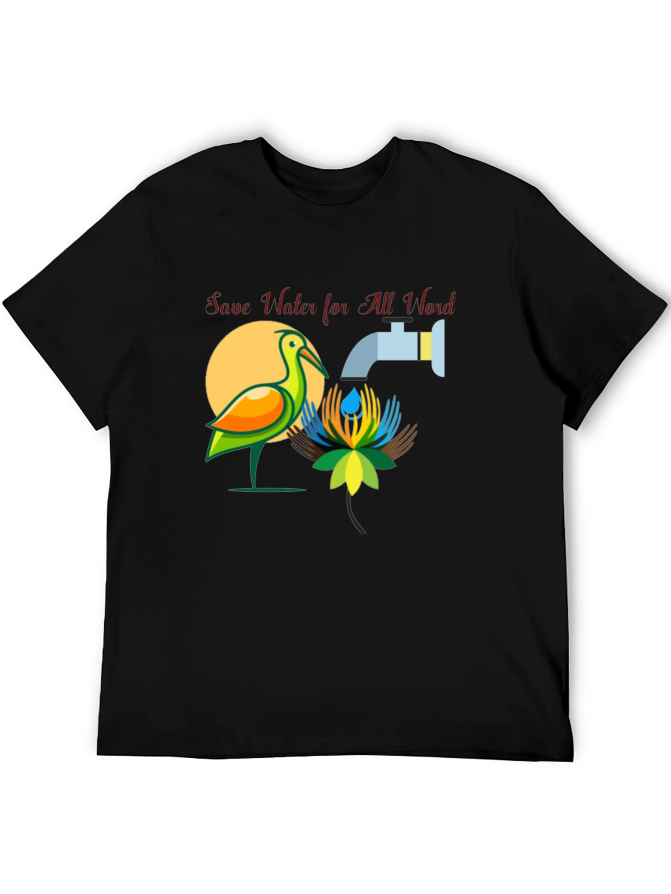 Save Water T-Shirt: Bird and Tap Design