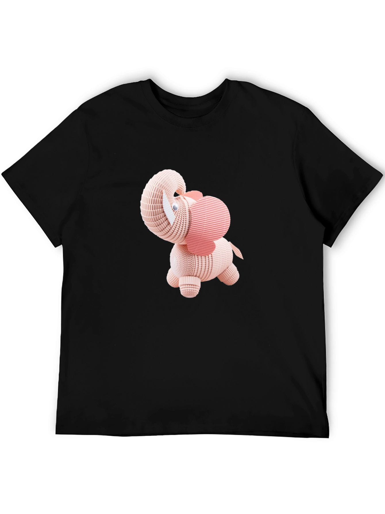 Cute 3D Elephant Graphic Tee - Black T-Shirt