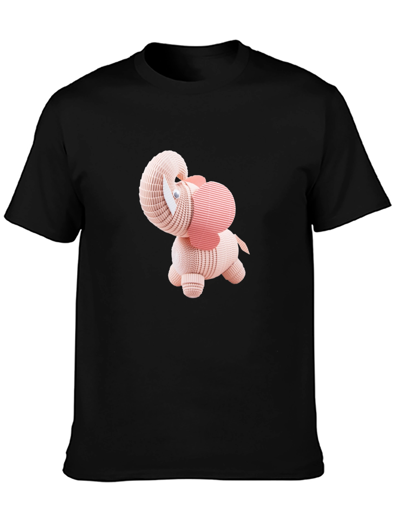 Cute 3D Elephant Graphic Tee - Black T-Shirt