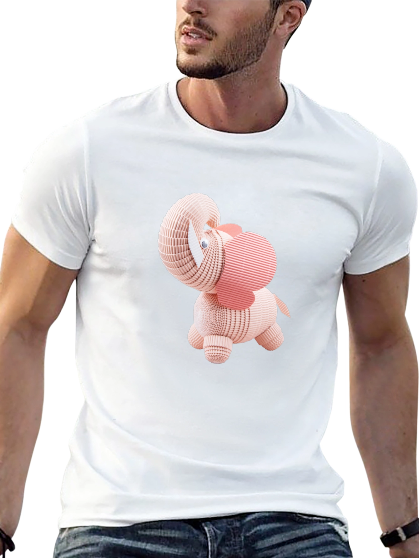 Cute 3D Elephant Graphic Tee - Black T-Shirt