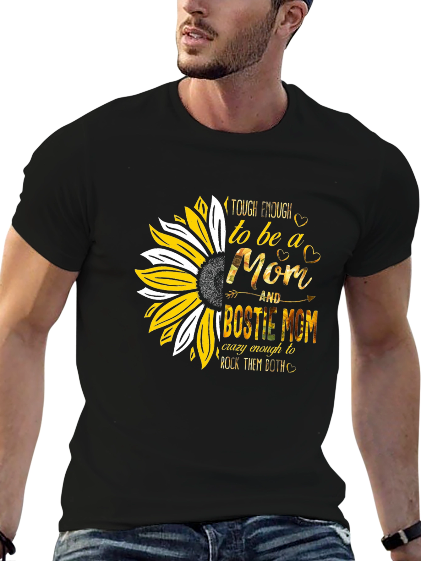 Tough Enough Mom & Bestie Mom Sunflower T-Shirt
