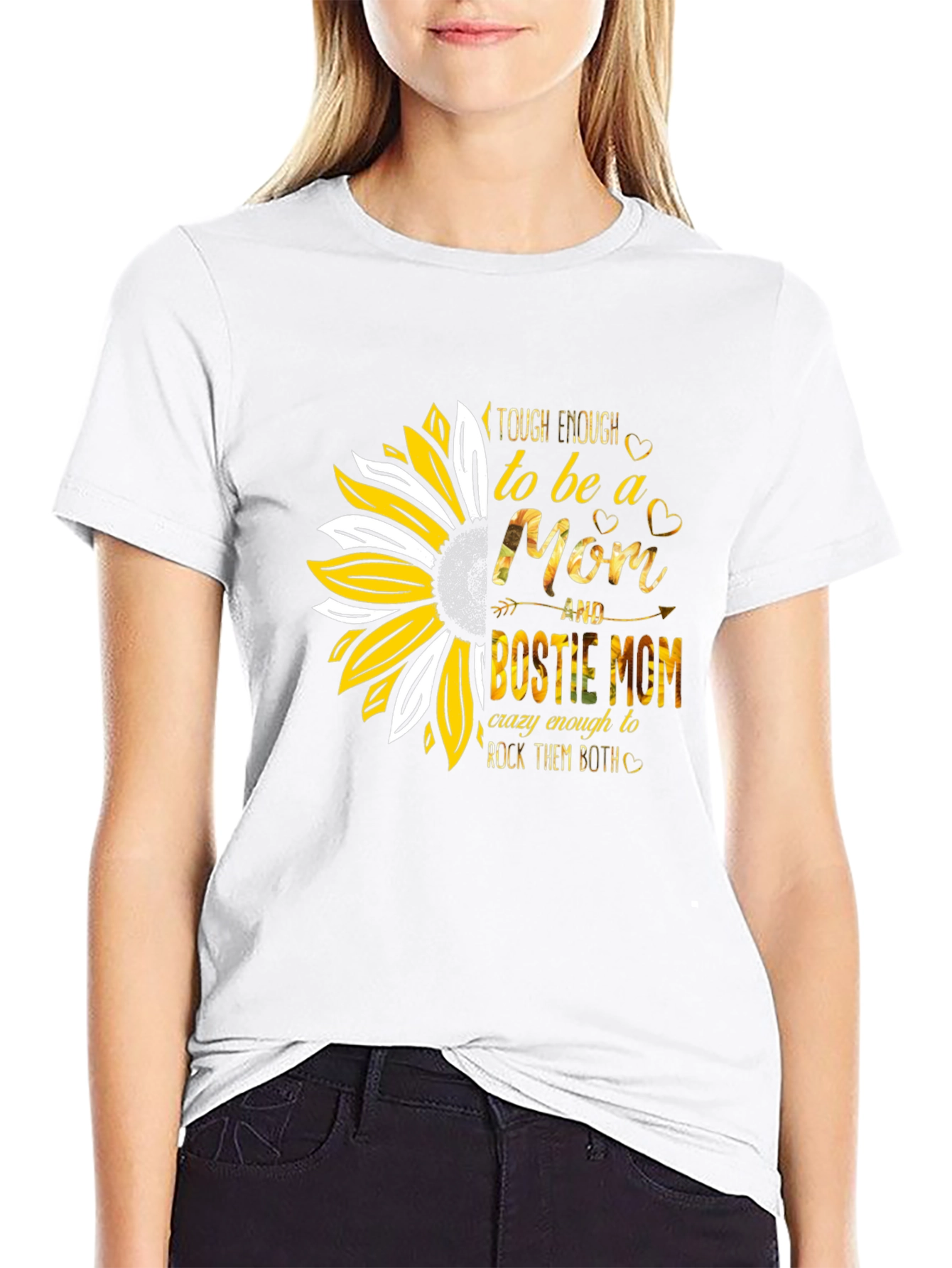 Tough Enough Mom & Bestie Mom Sunflower T-Shirt