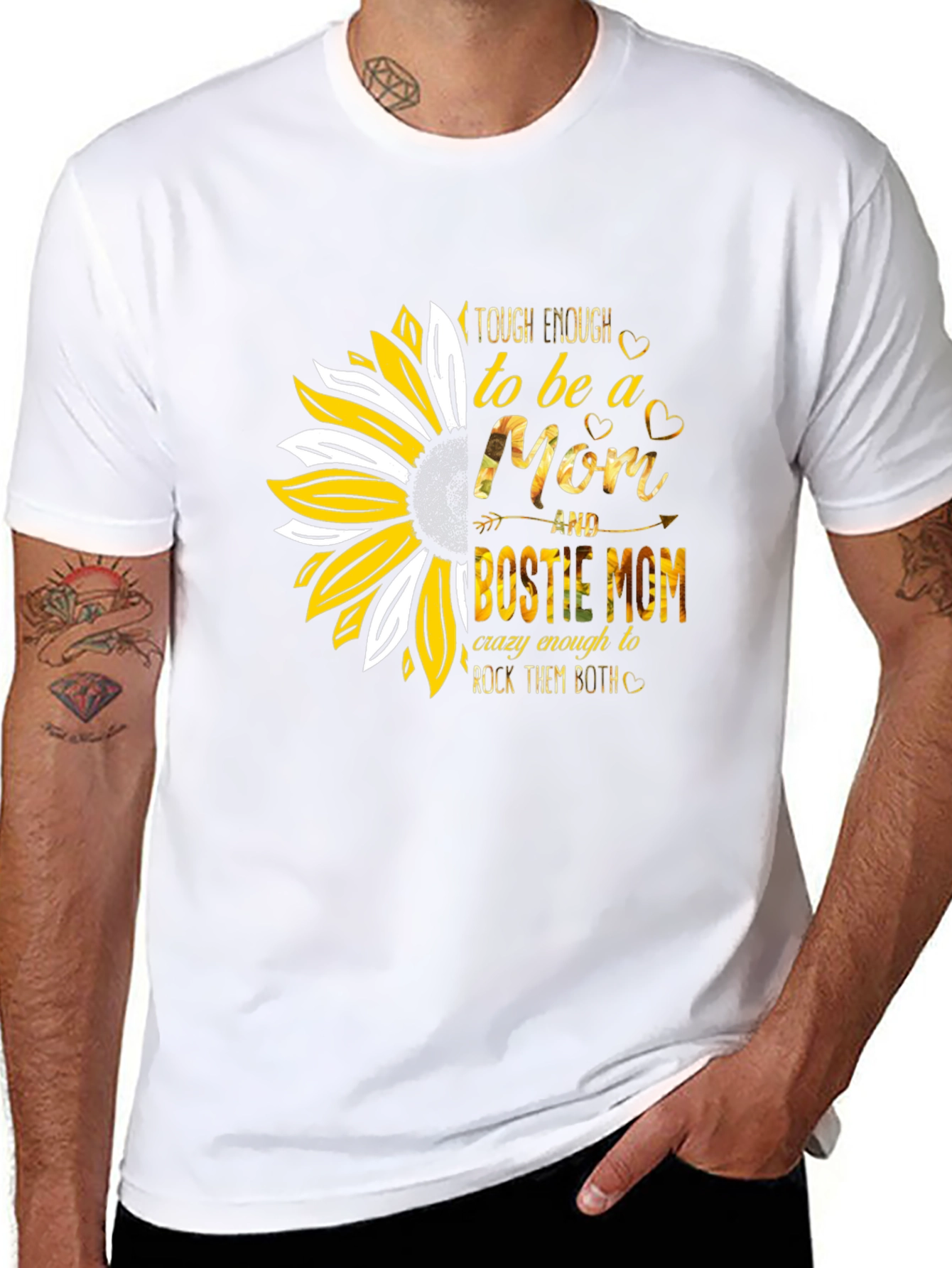 Tough Enough Mom & Bestie Mom Sunflower T-Shirt