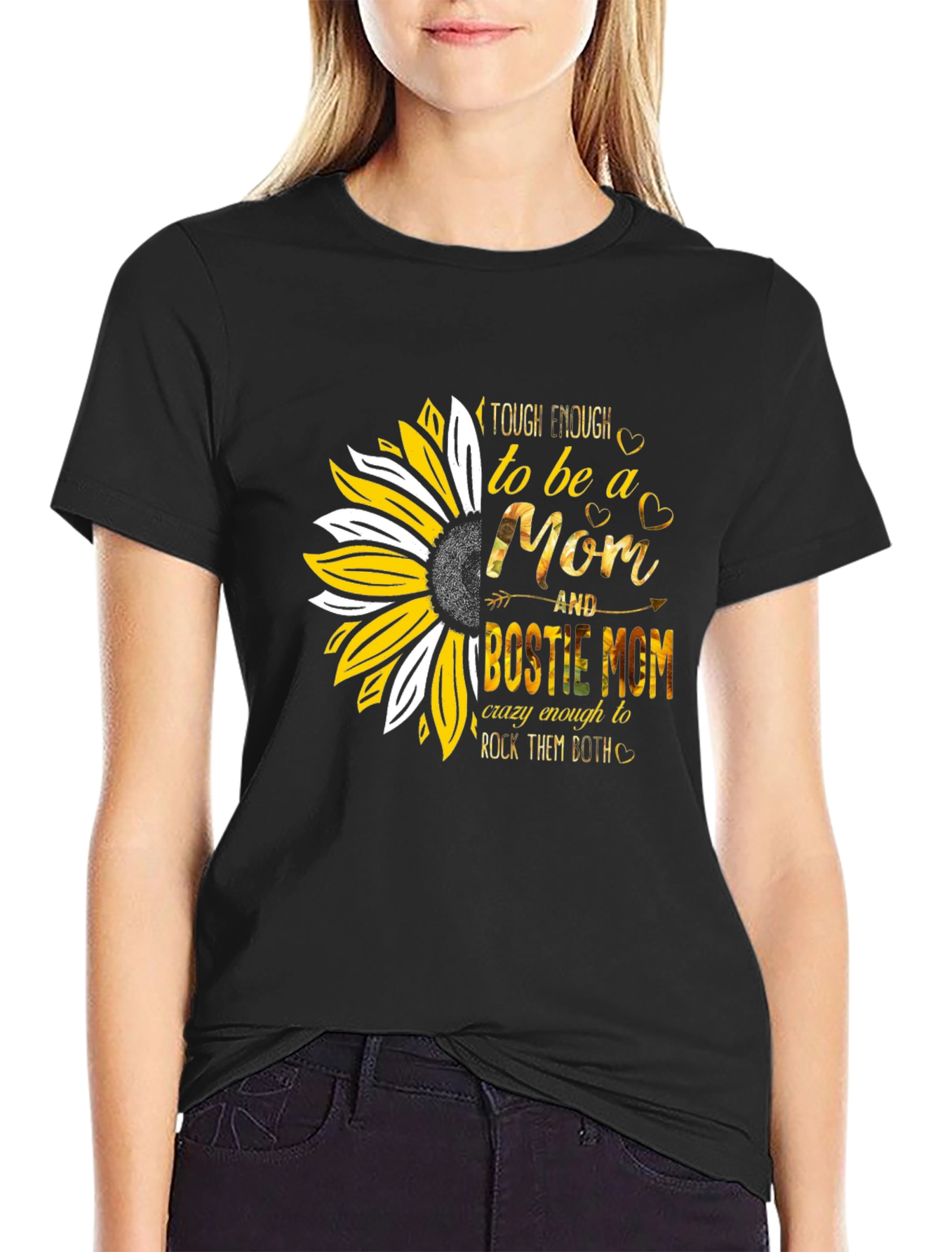 Tough Enough Mom & Bestie Mom Sunflower T-Shirt