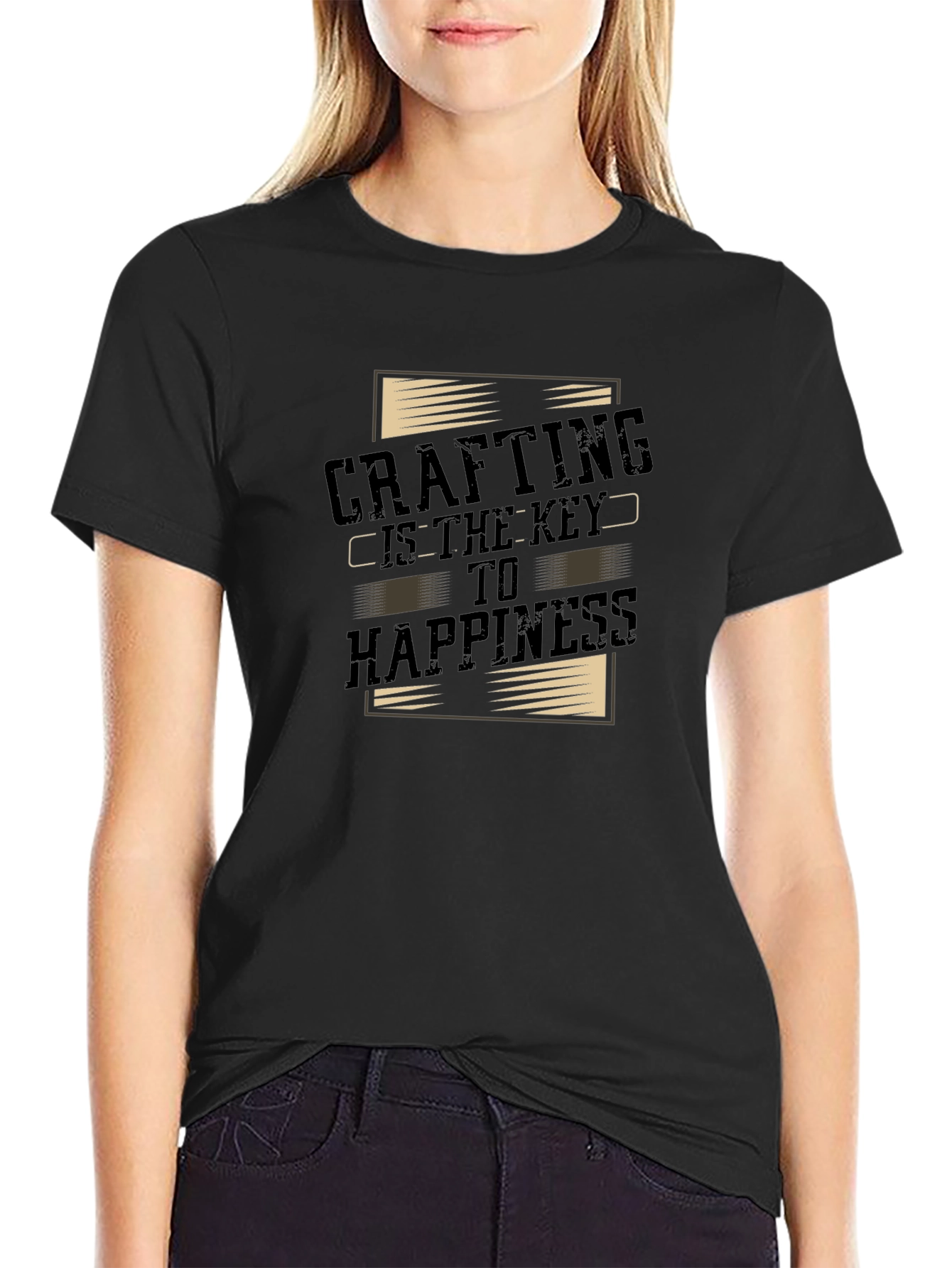 Crafting is the Key to Happiness Black T-Shirt