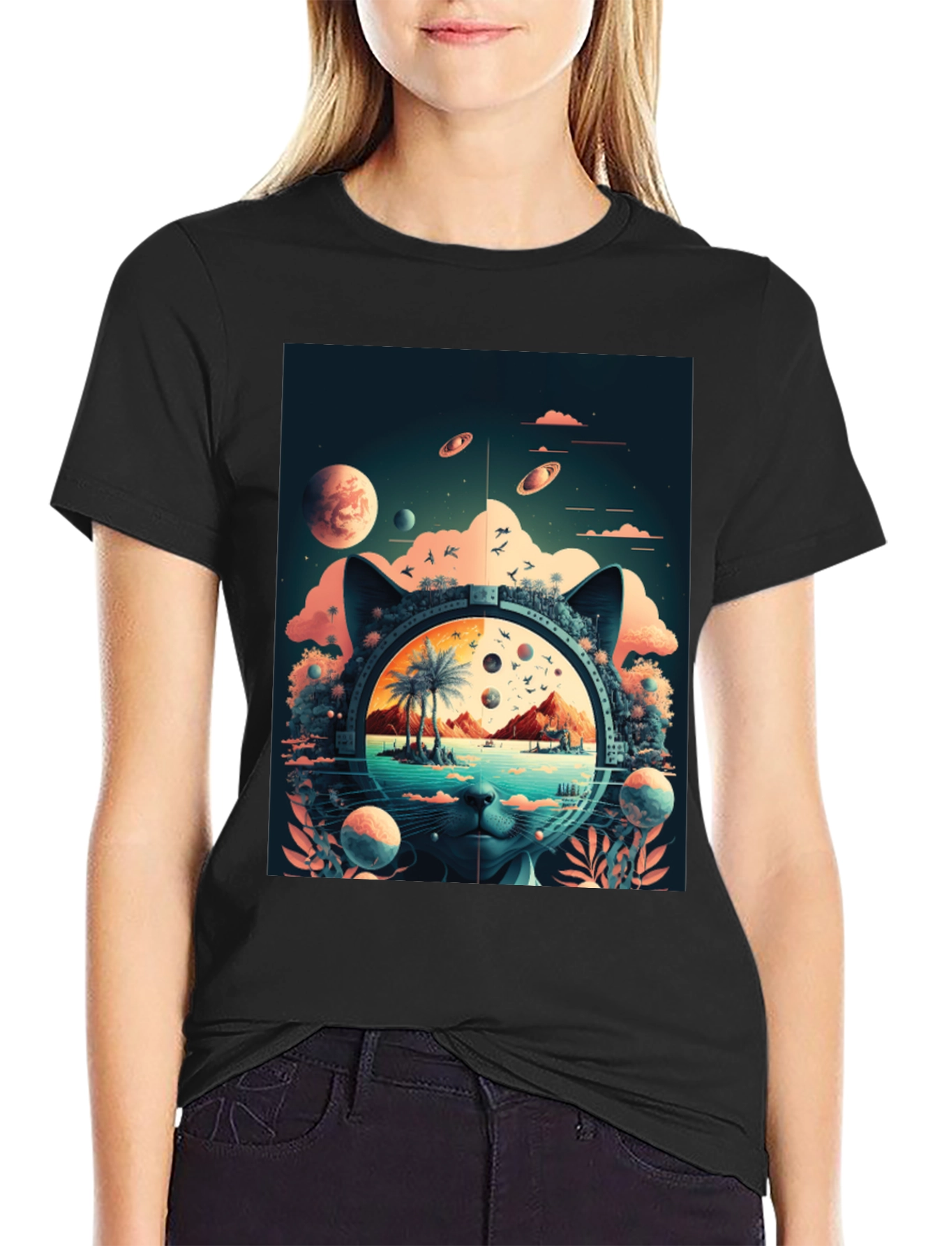 Cosmic Cat T-Shirt - Unique Graphic Tee