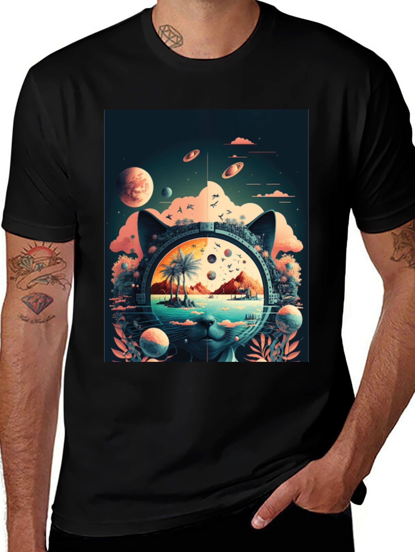 Cosmic Cat T-Shirt - Unique Graphic Tee