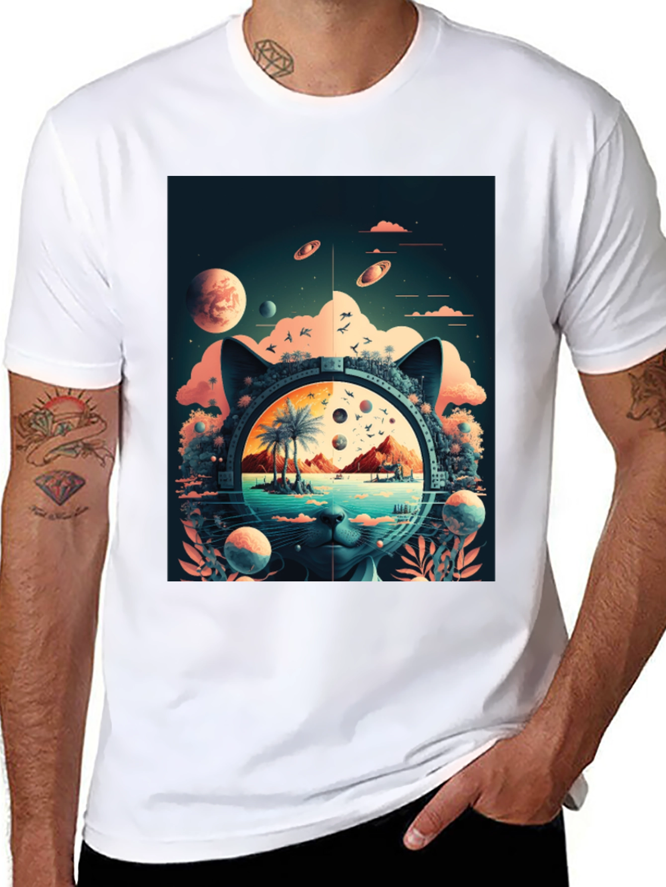 Cosmic Cat T-Shirt - Unique Graphic Tee