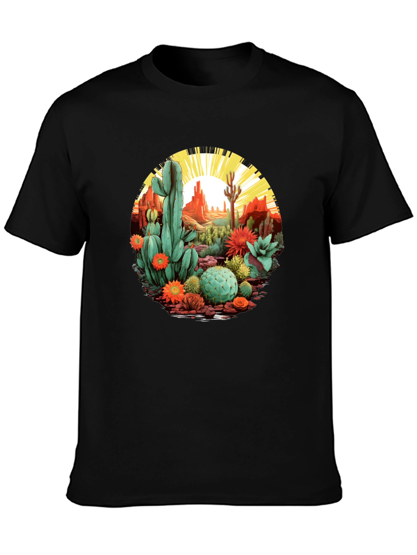 Desert Cactus Graphic T-Shirt - Unisex Black Tee