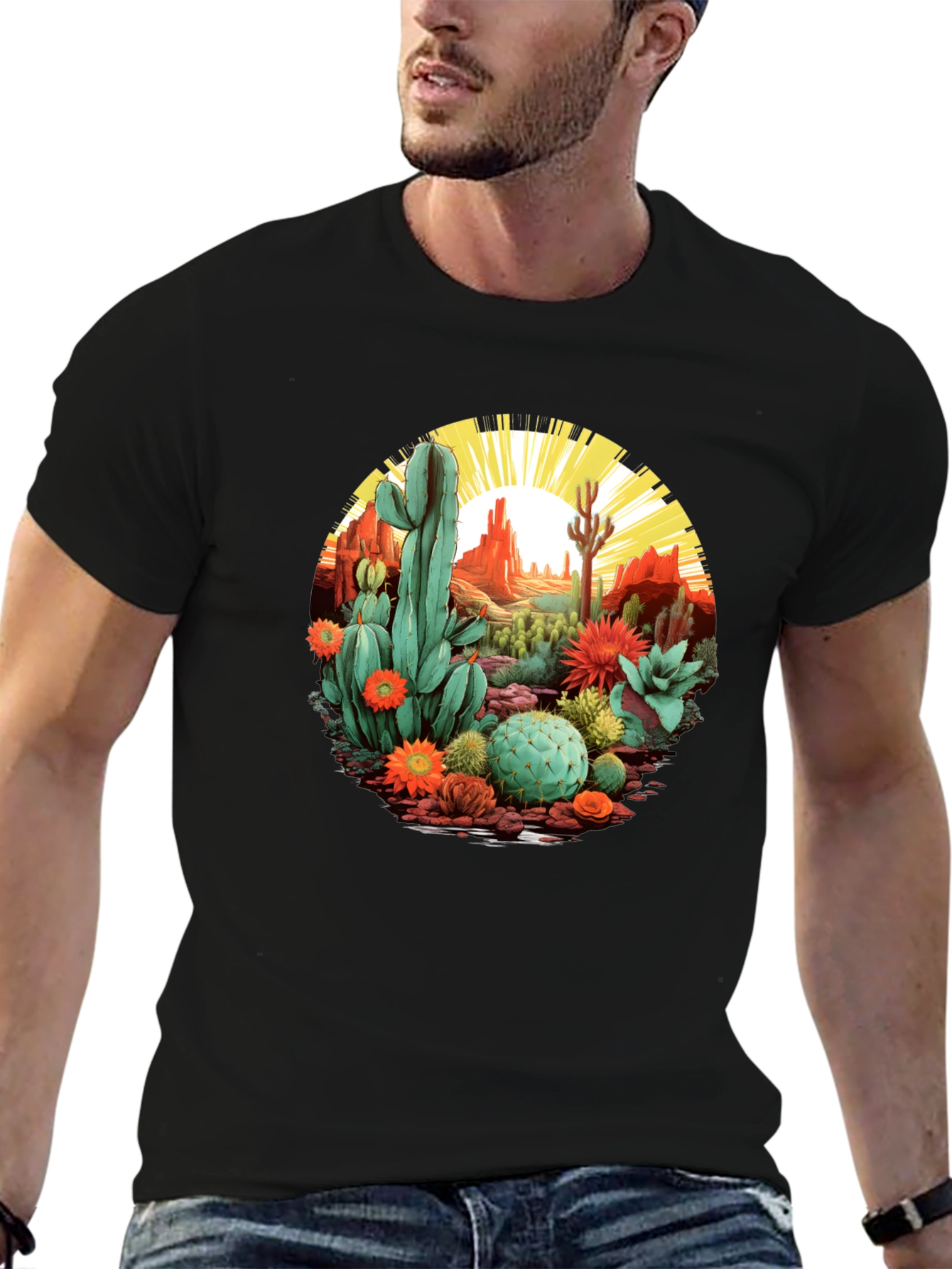Desert Cactus Graphic T-Shirt - Unisex Black Tee