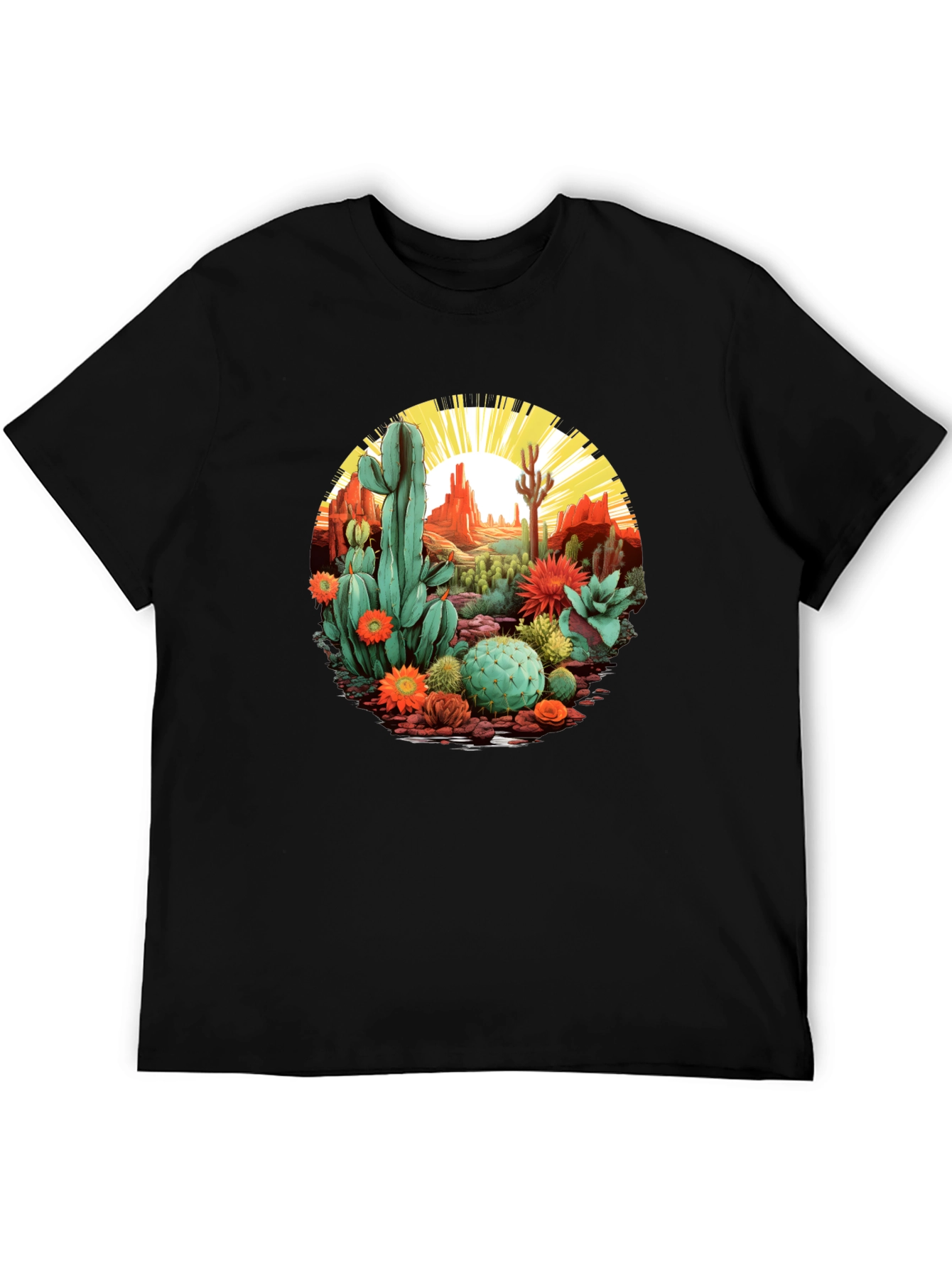 Desert Cactus Graphic T-Shirt - Unisex Black Tee