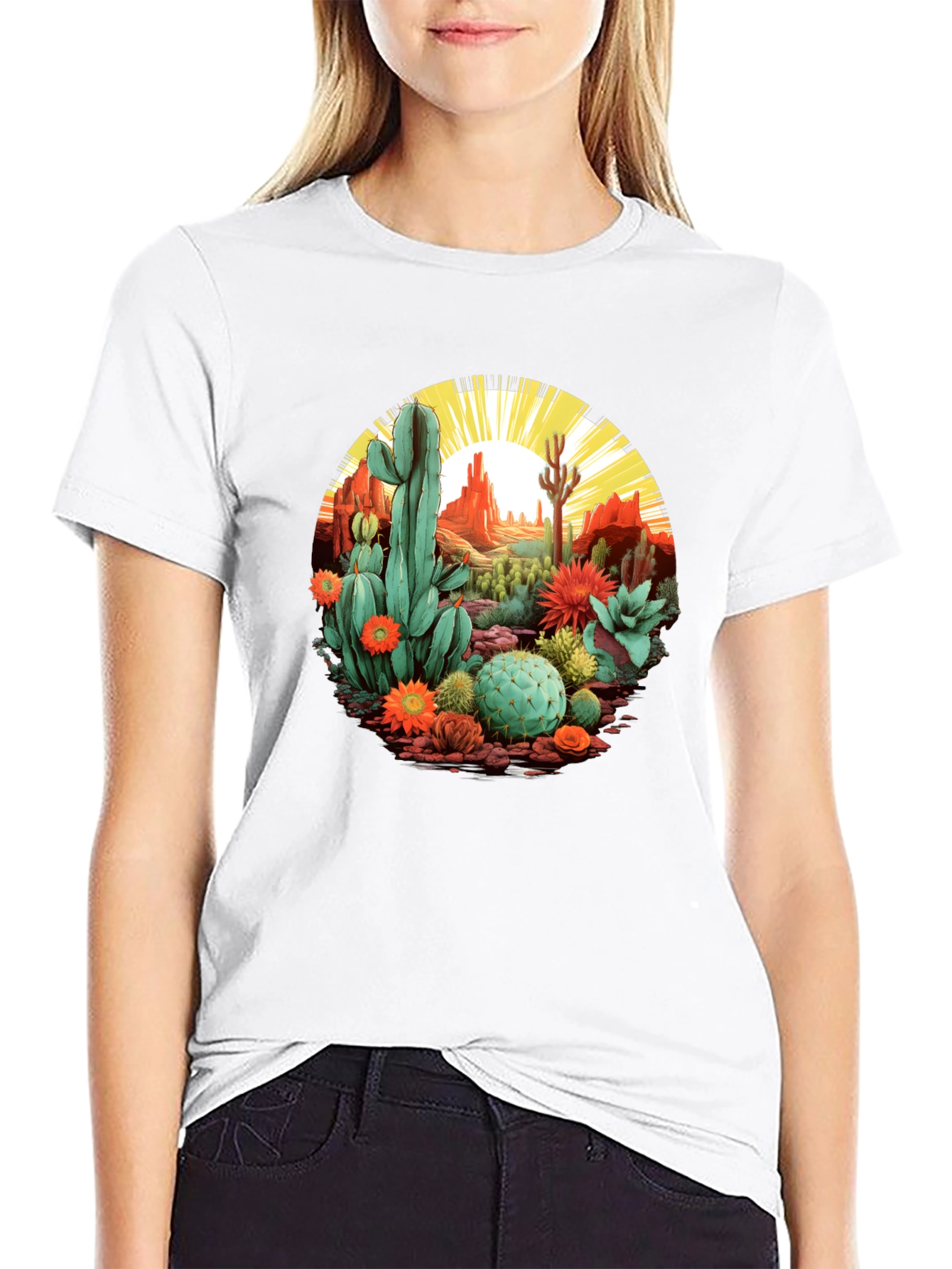 Desert Cactus Graphic T-Shirt - Unisex Black Tee