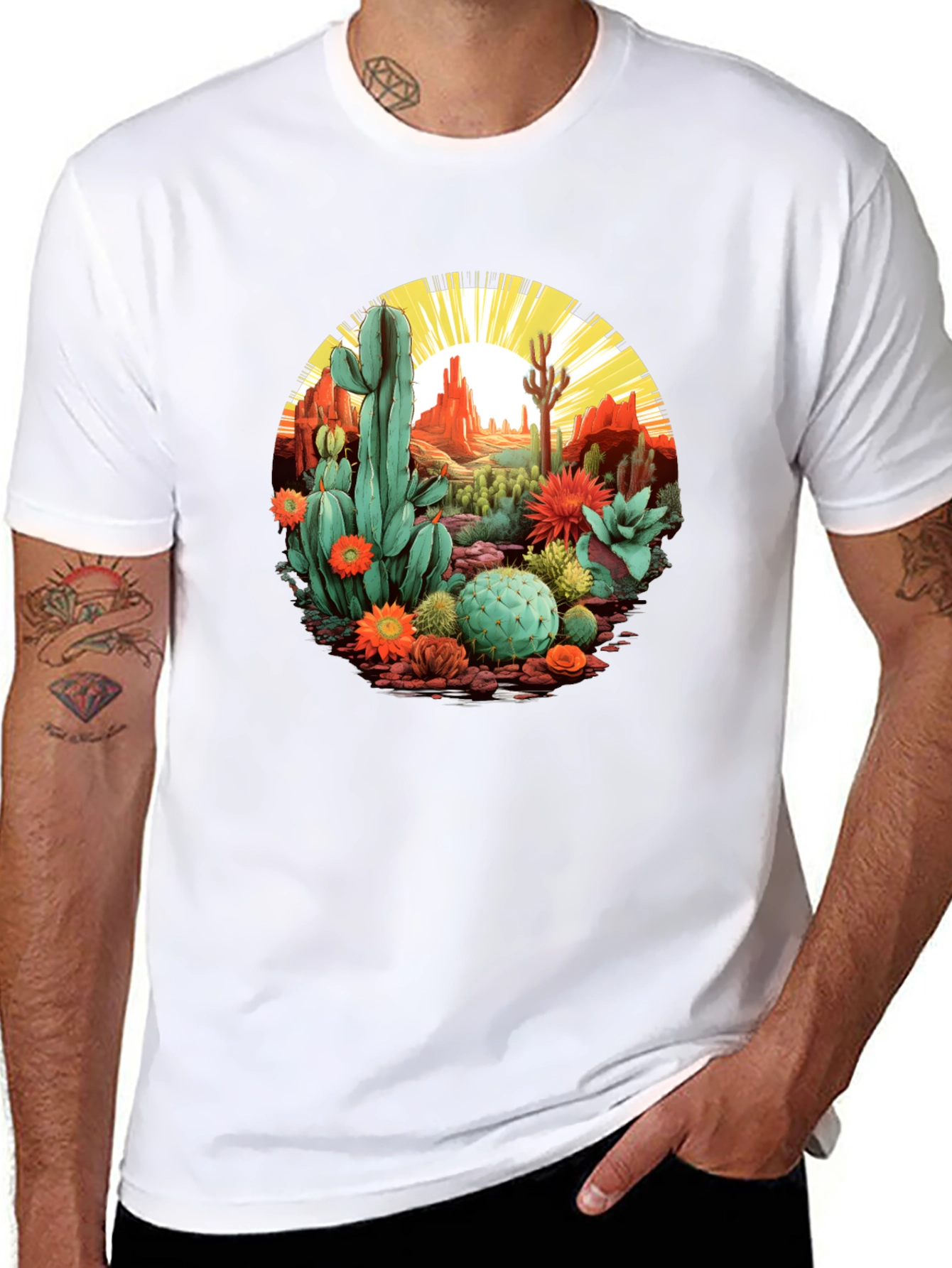 Desert Cactus Graphic T-Shirt - Unisex Black Tee