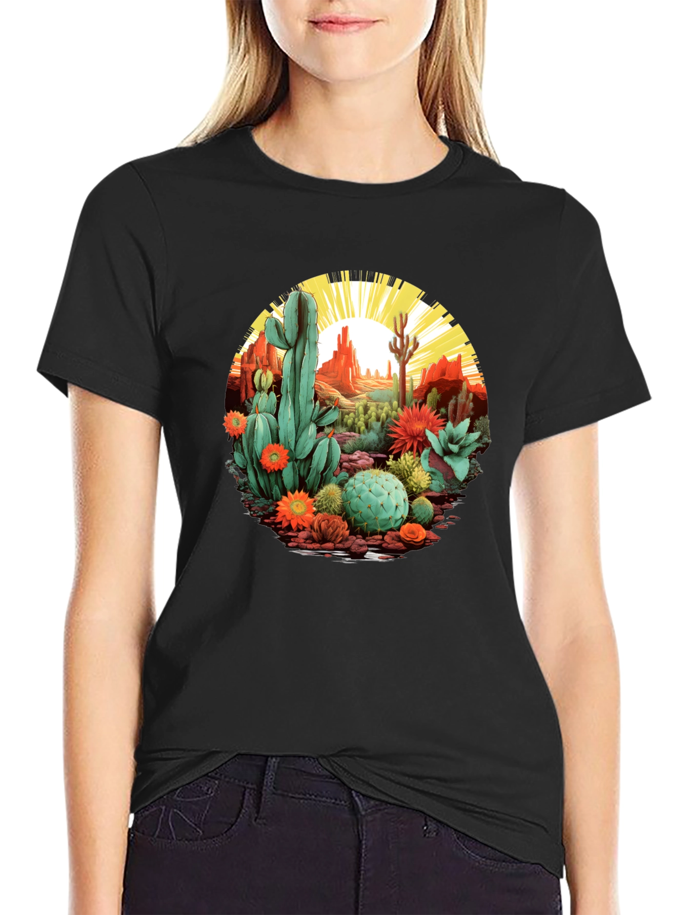 Desert Cactus Graphic T-Shirt - Unisex Black Tee