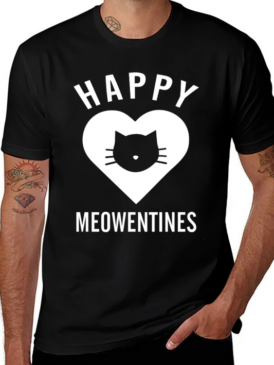 Happy Meowentines Black Cat Heart T-Shirt