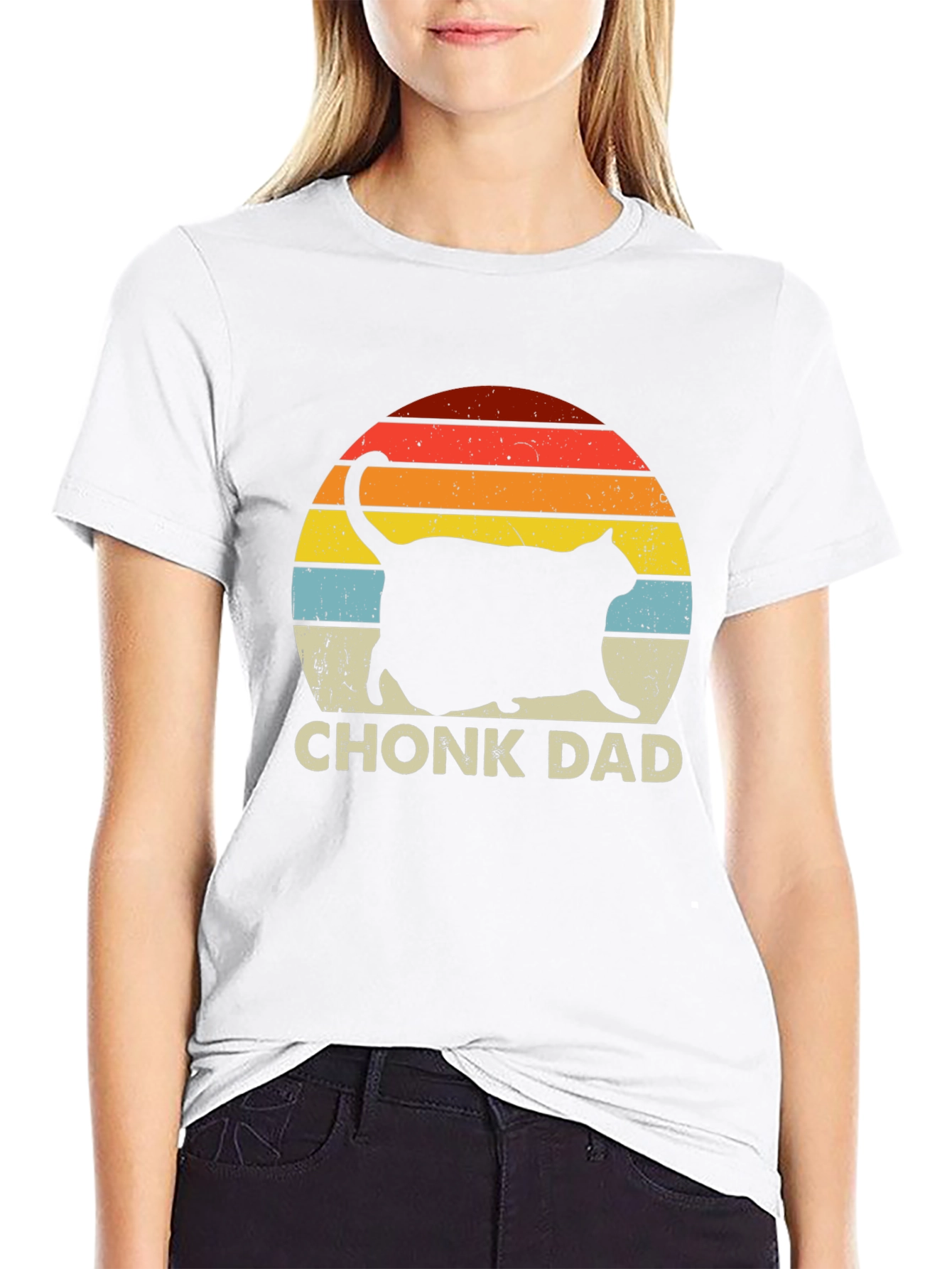 Chonk Dad Retro Cat T-Shirt