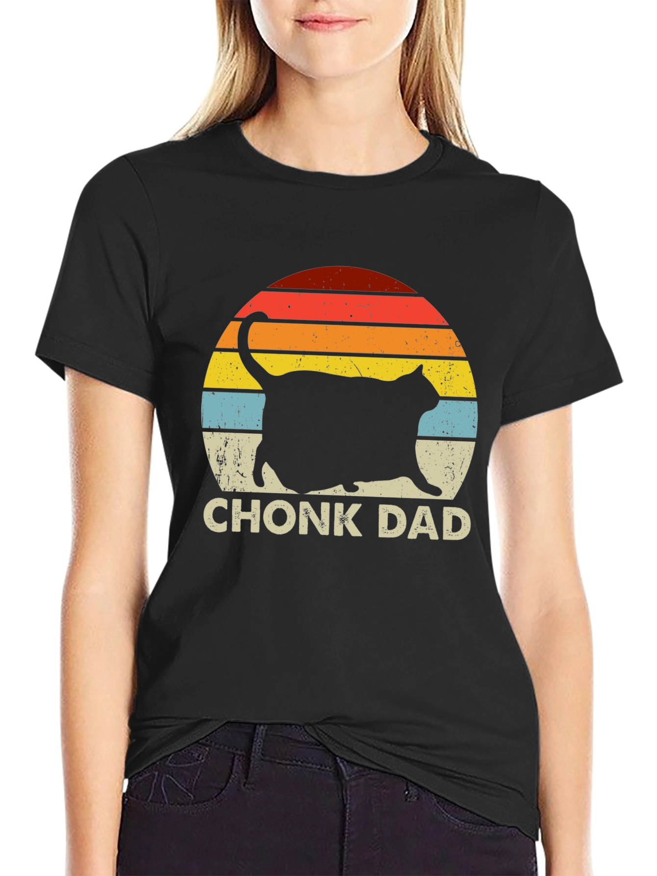 Chonk Dad Retro Cat T-Shirt
