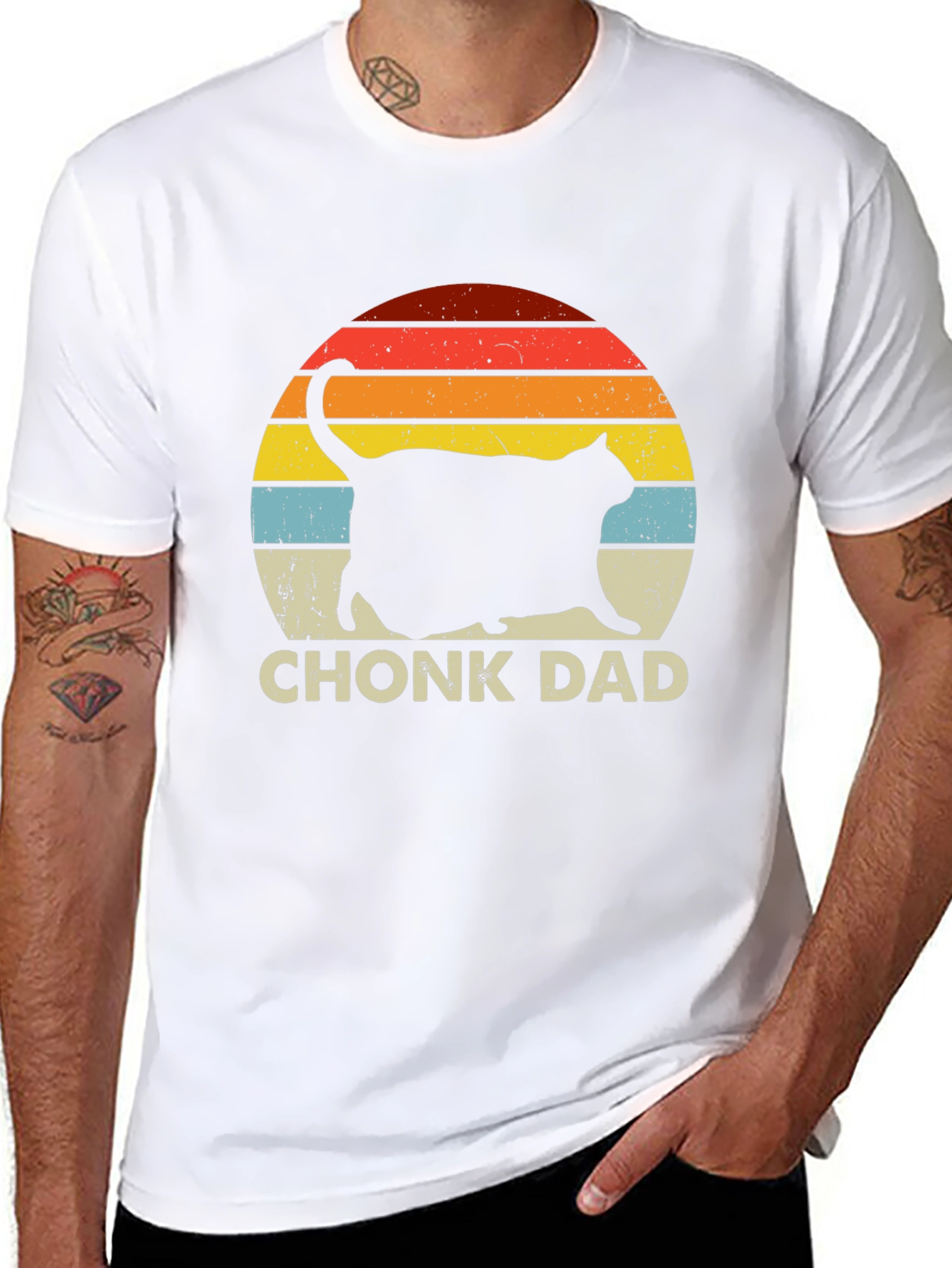 Chonk Dad Retro Cat T-Shirt