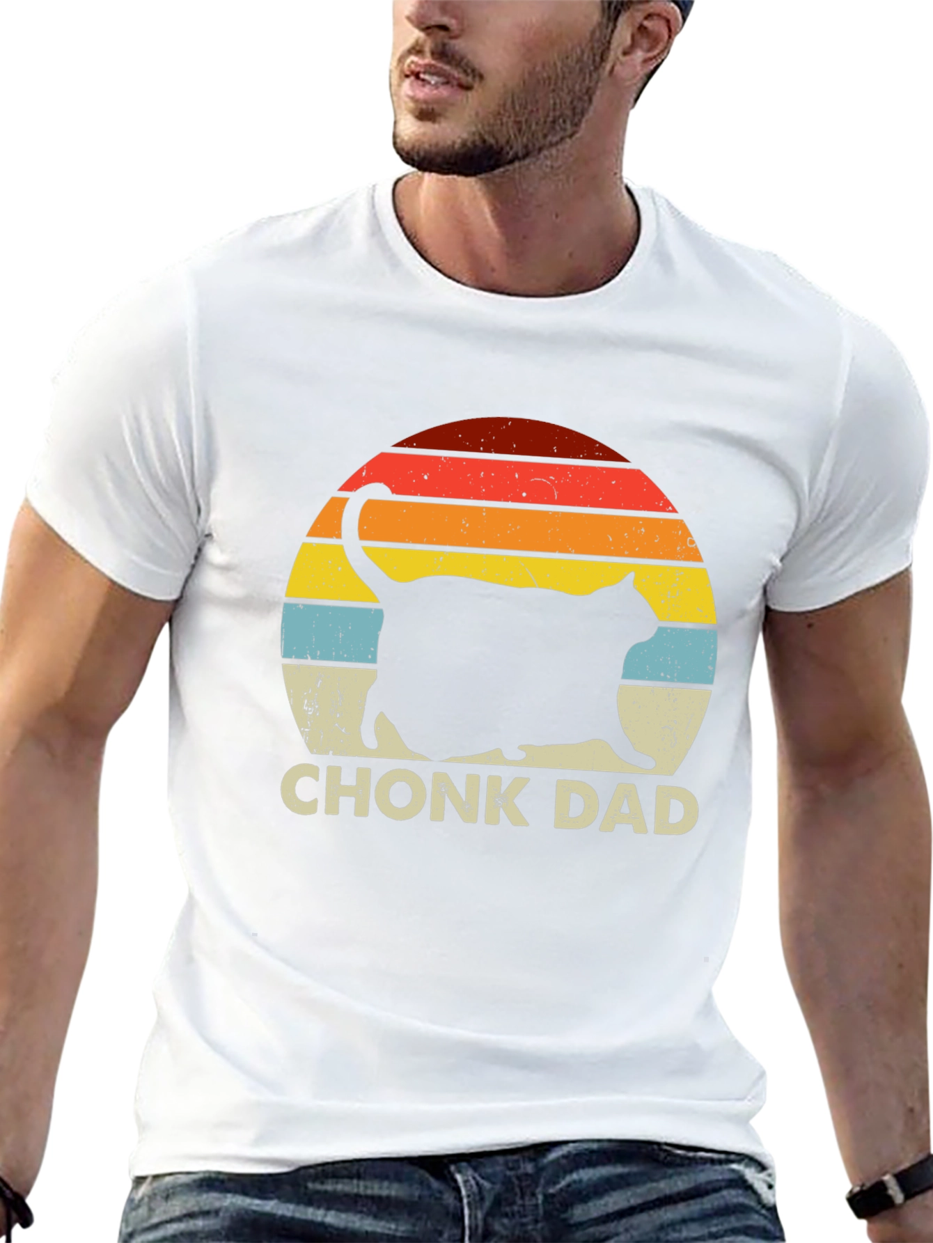 Chonk Dad Retro Cat T-Shirt