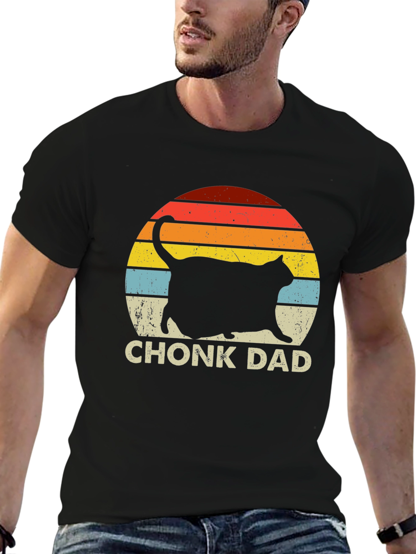 Chonk Dad Retro Cat T-Shirt