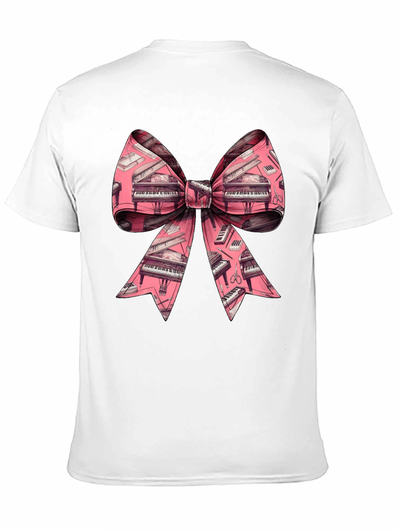 Piano Bow Graphic Tee - Unique Musical Style