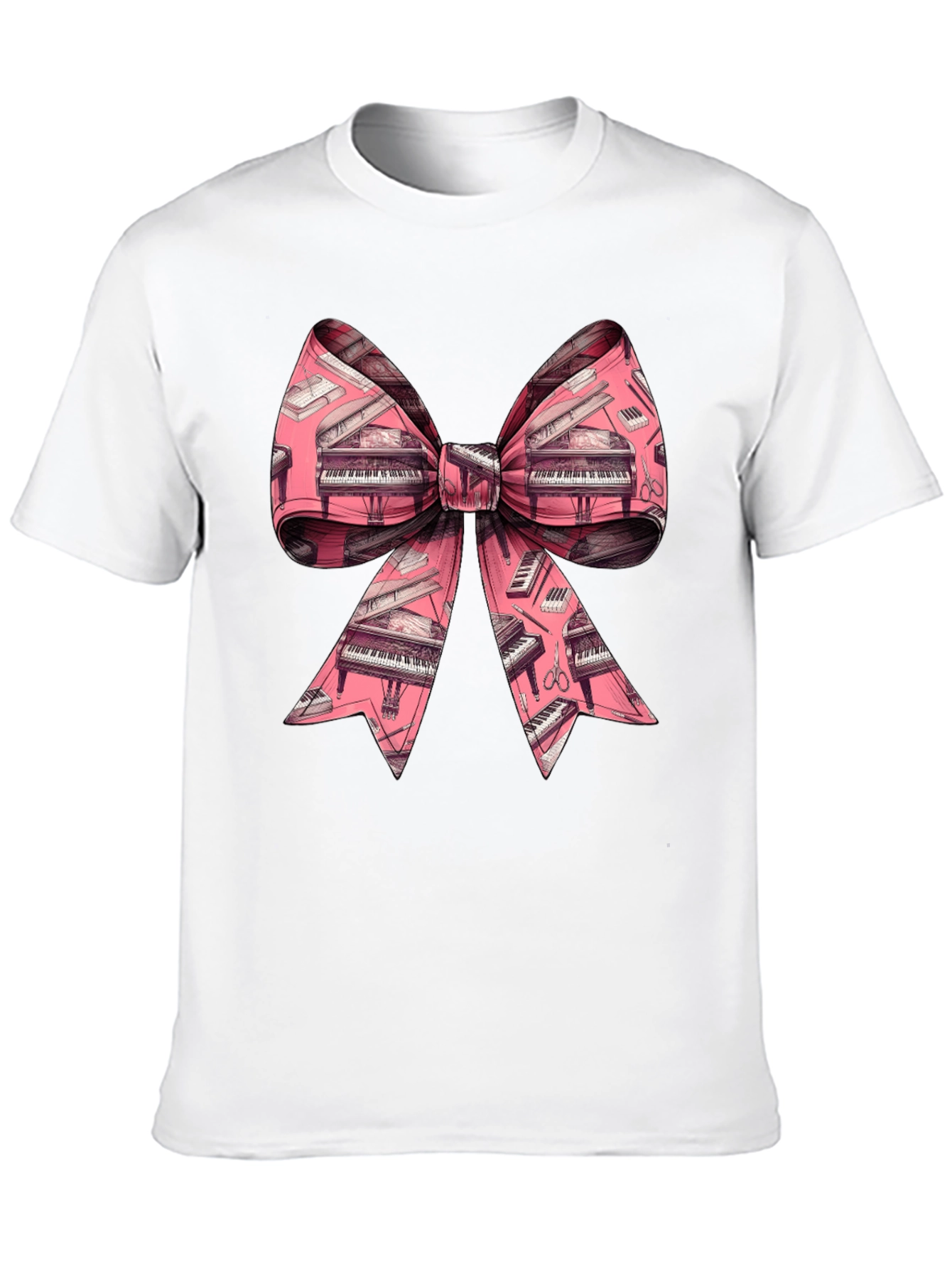 Piano Bow Graphic Tee - Unique Musical Style