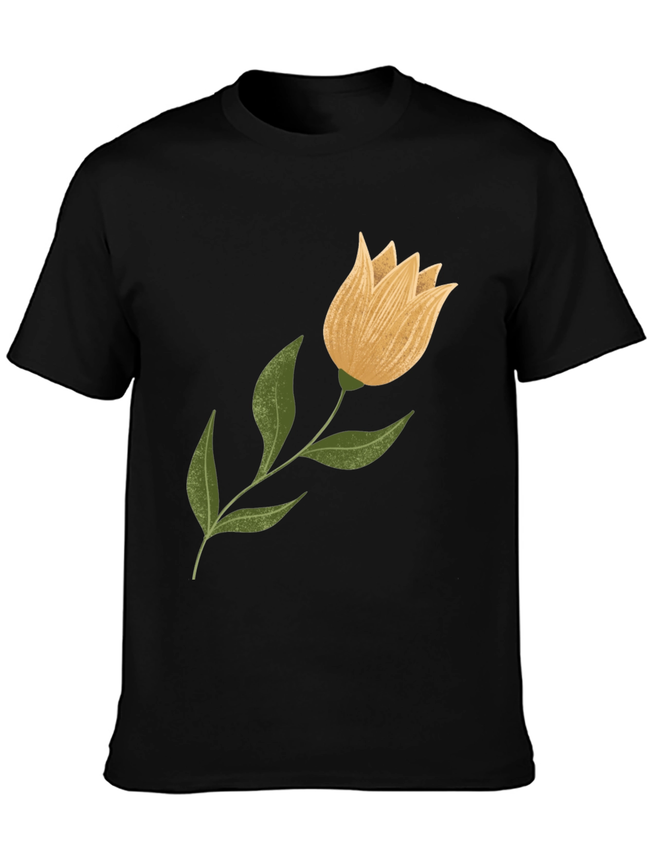 Floral Graphic Tee - Black Cotton Blend