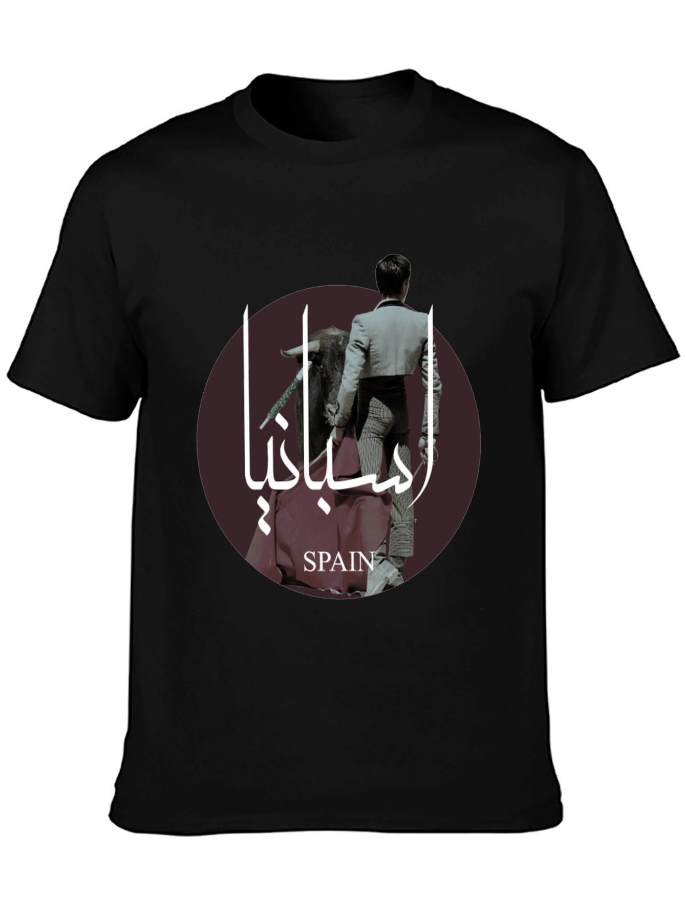 Stylish Spain Bullfight Graphic Tee - Black