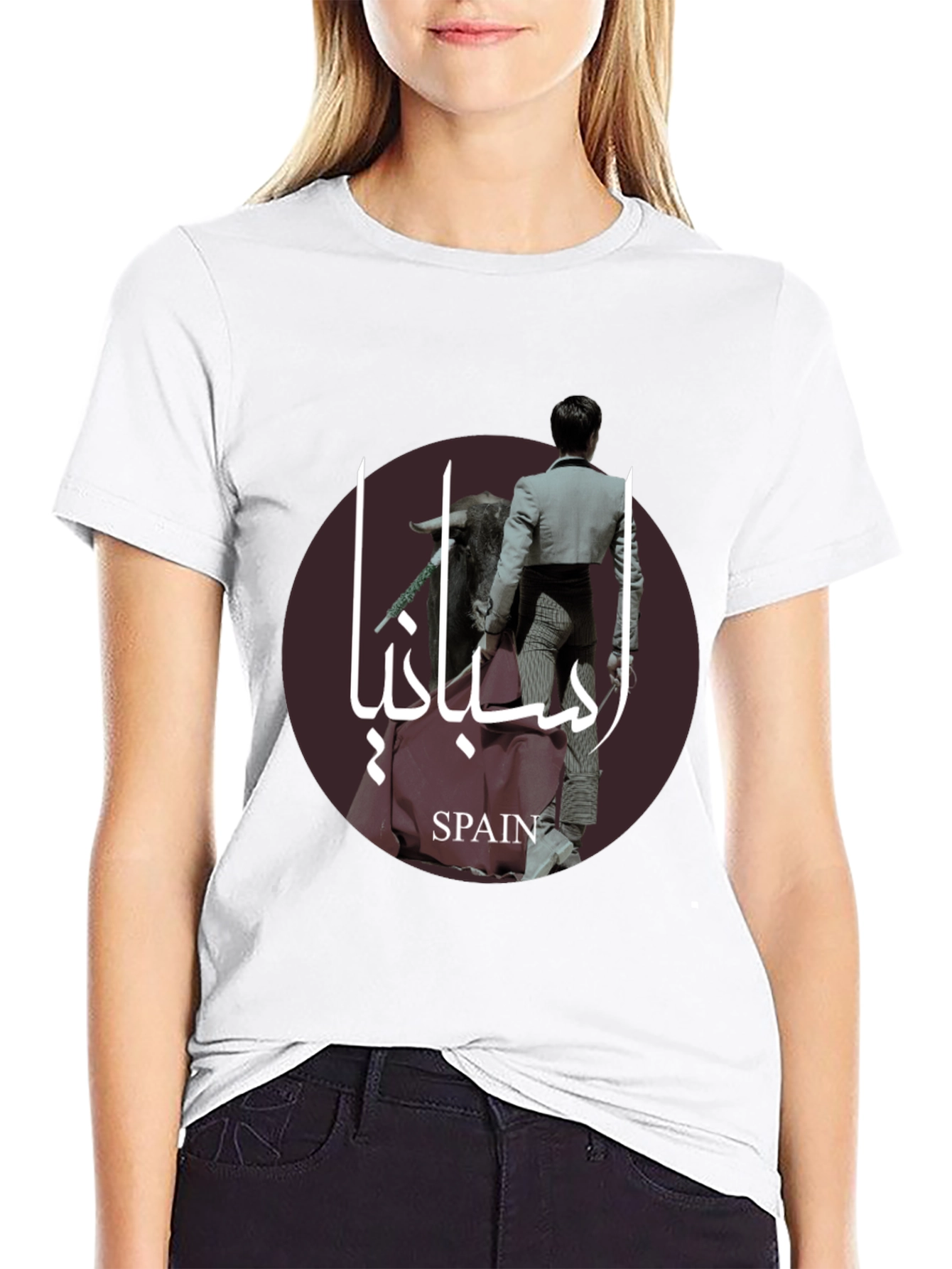 Stylish Spain Bullfight Graphic Tee - Black