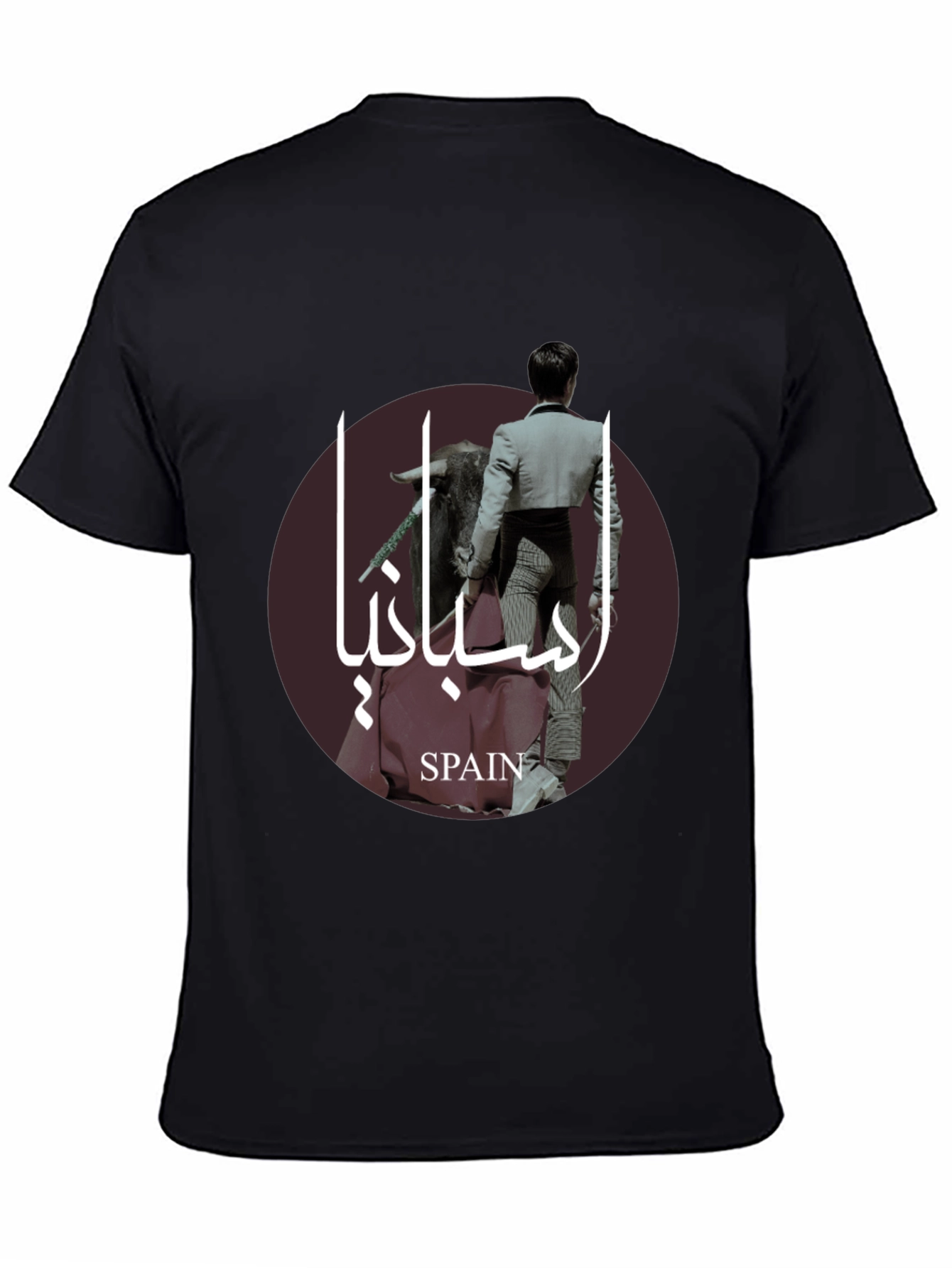 Stylish Spain Bullfight Graphic Tee - Black