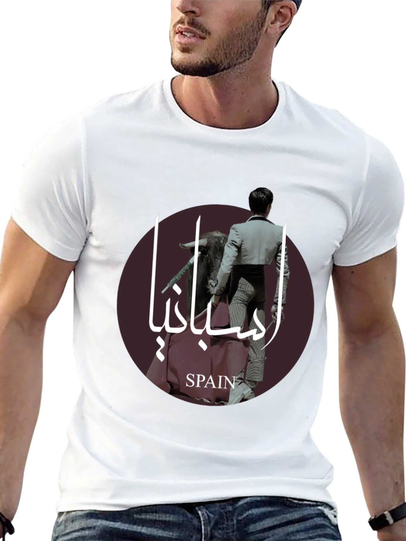 Stylish Spain Bullfight Graphic Tee - Black
