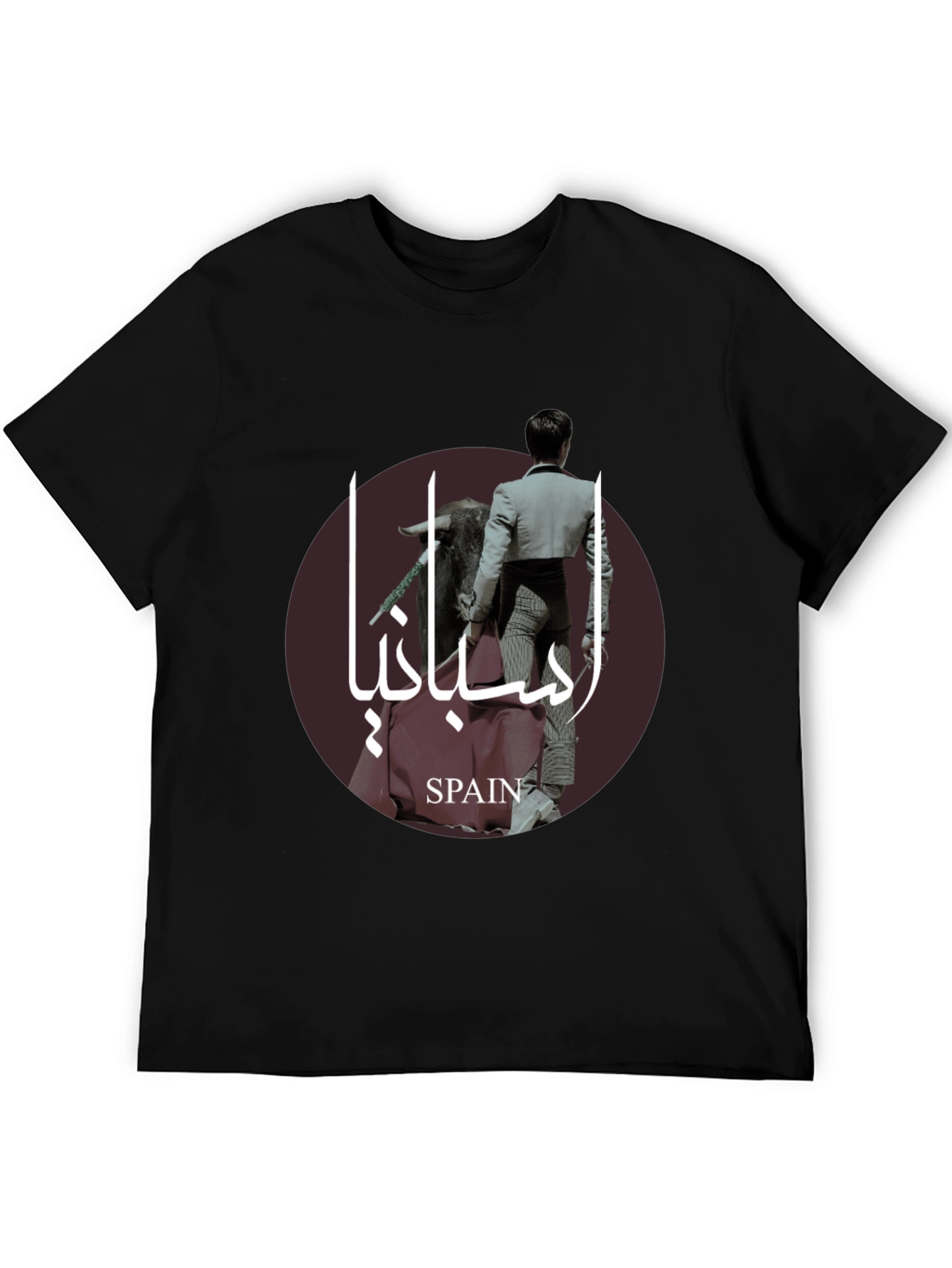 Stylish Spain Bullfight Graphic Tee - Black