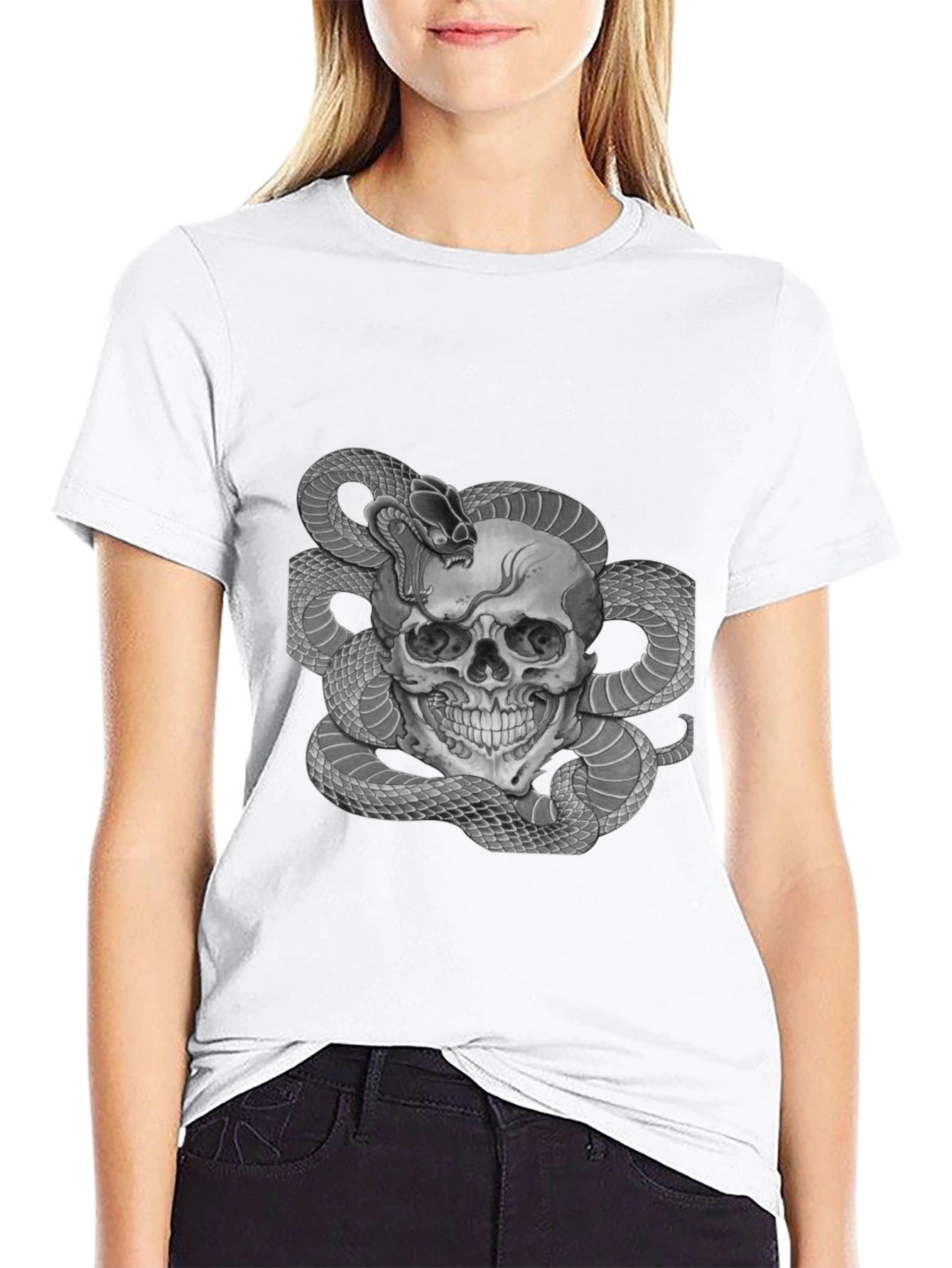 Skull & Snake Graphic Tee - Mens Black T-Shirt