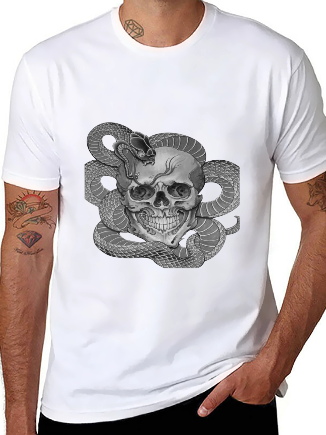 Skull & Snake Graphic Tee - Mens Black T-Shirt