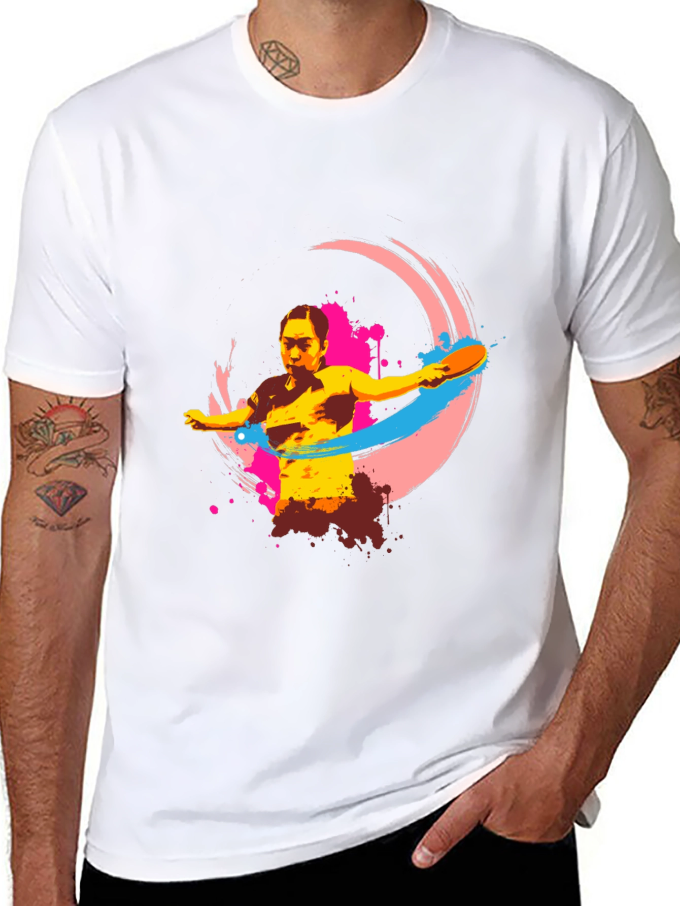 Ping Pong Player Graphic Tee - Black