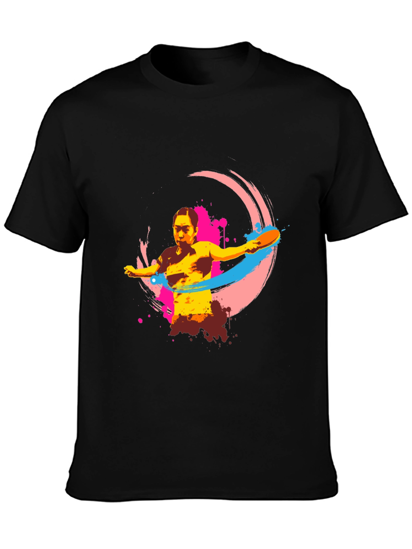 Ping Pong Player Graphic Tee - Black