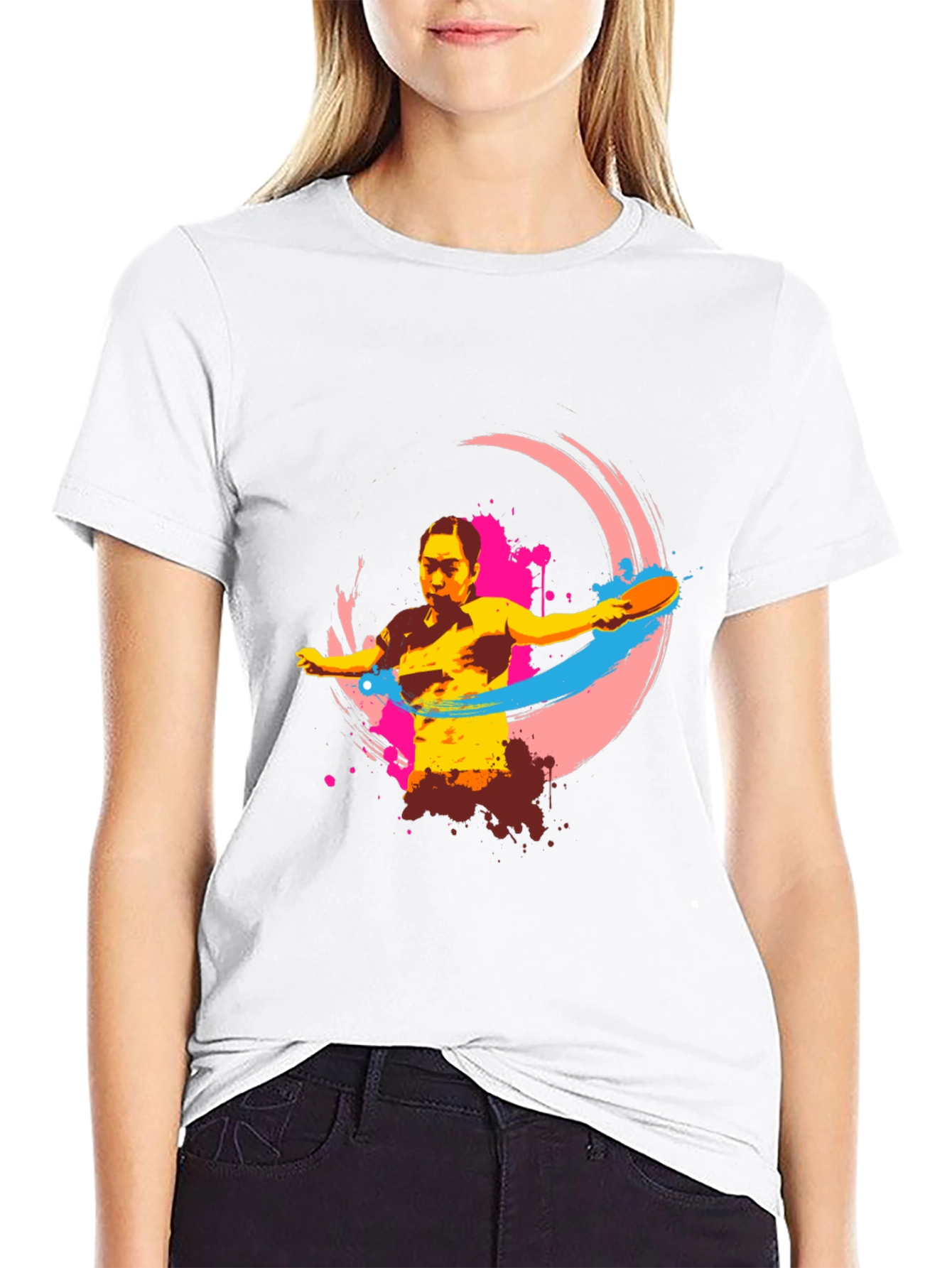 Ping Pong Player Graphic Tee - Black