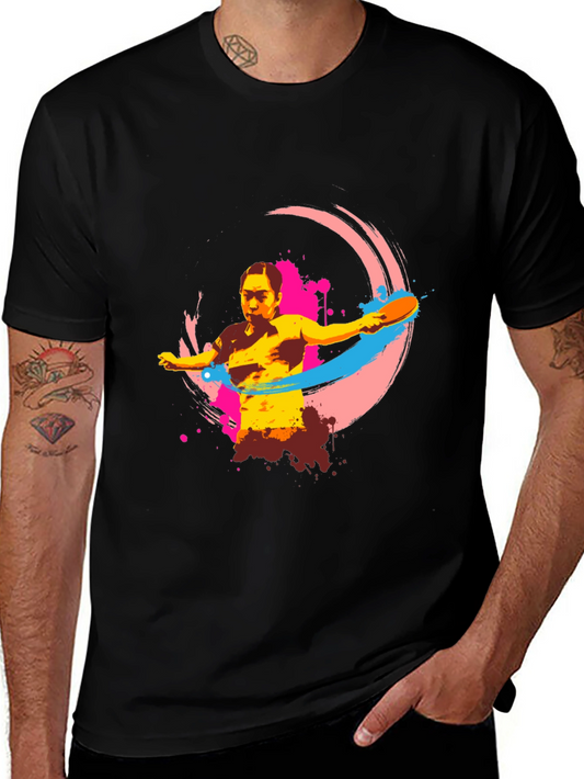Ping Pong Player Graphic Tee - Black